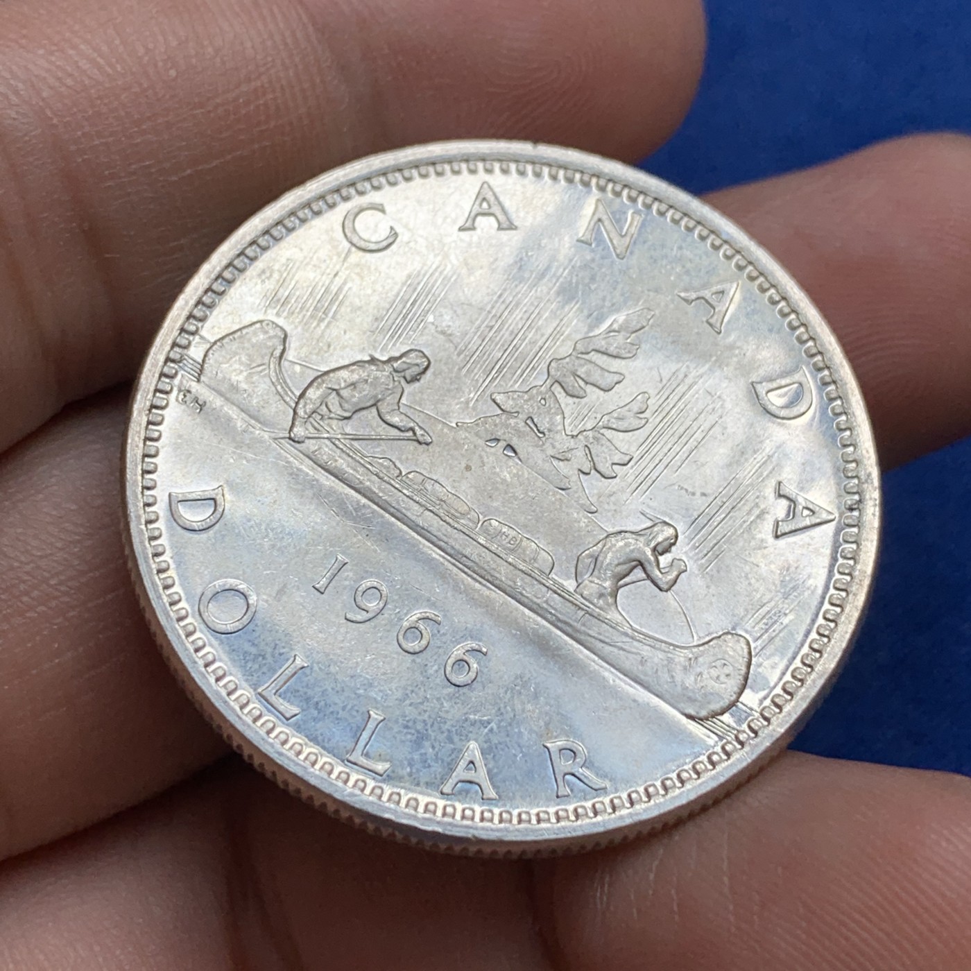 《竞宝斋》第179场-周日，周一2场 (全场包邮) 加拿大 1966年 划船1元银币 高银版