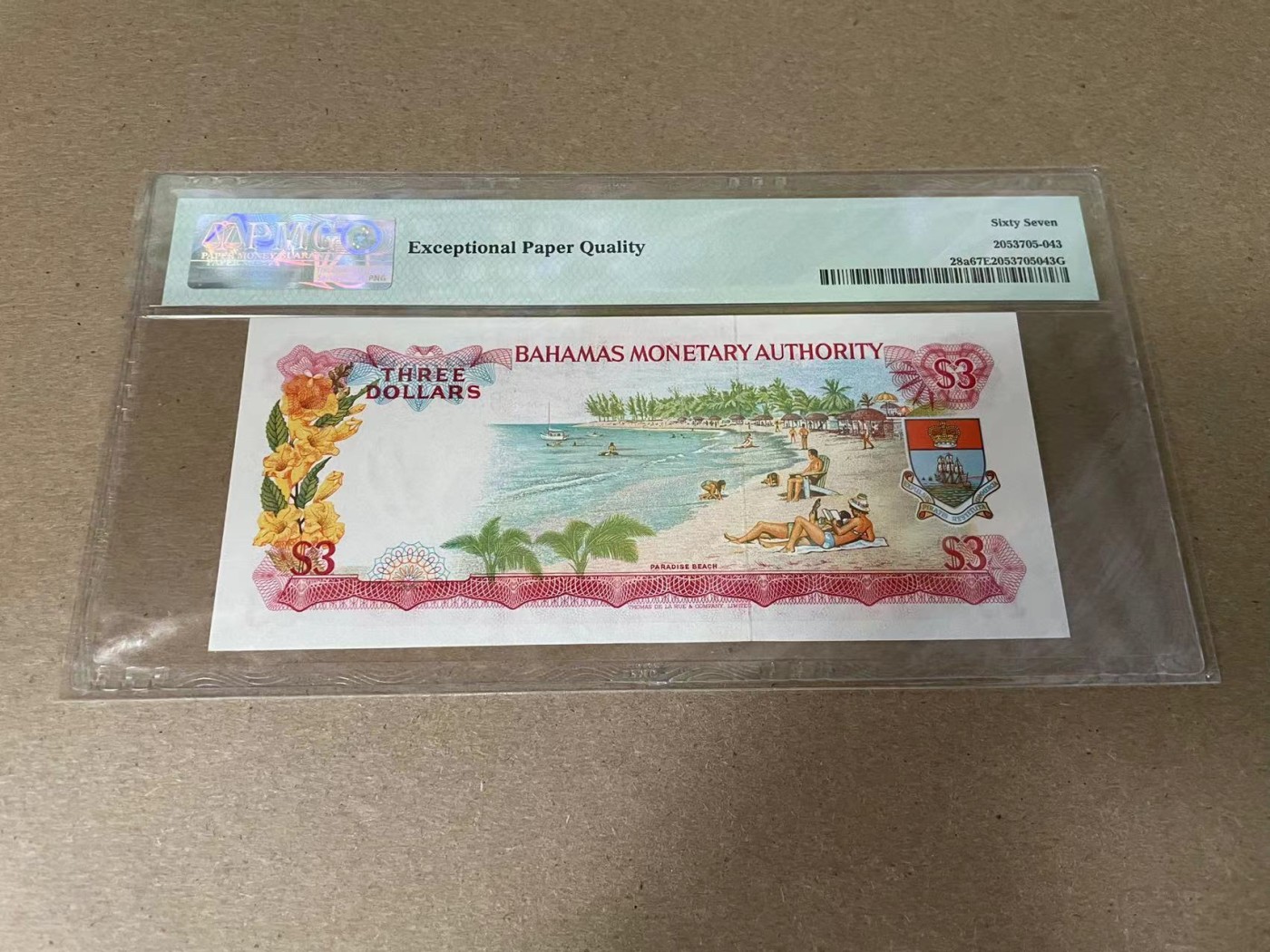 【Blue Auction】✨世界纸币精拍第341期——周日畅拍场 巴哈马 1968年3元 彩背 女王 PMG67EPQ 