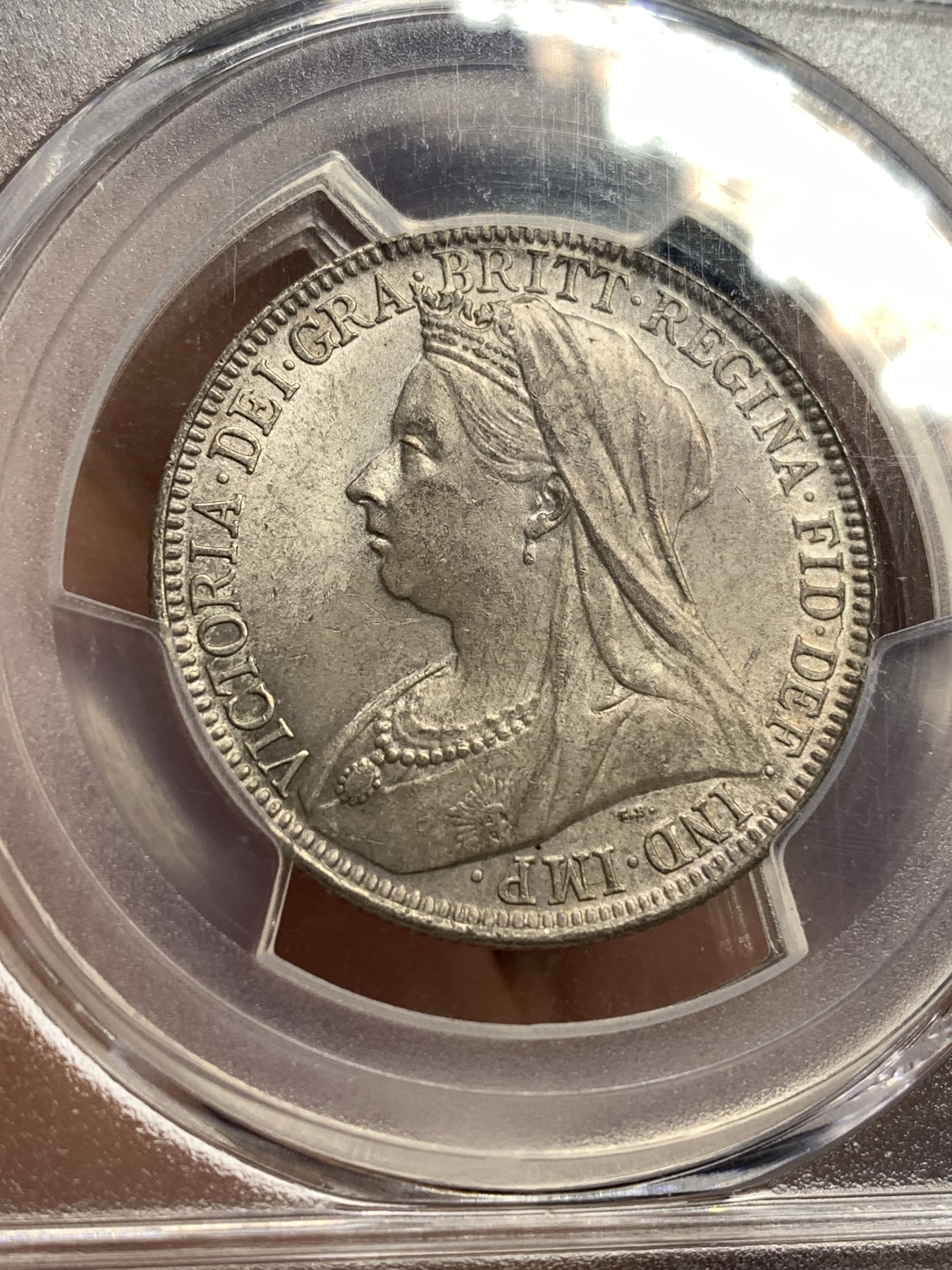 《竞宝斋》第179场-周日，周一2场 (全场包邮) PCGS-MS64英国1900年披纱一弗洛林银币，转光漂亮，灰彩包浆 状态难得