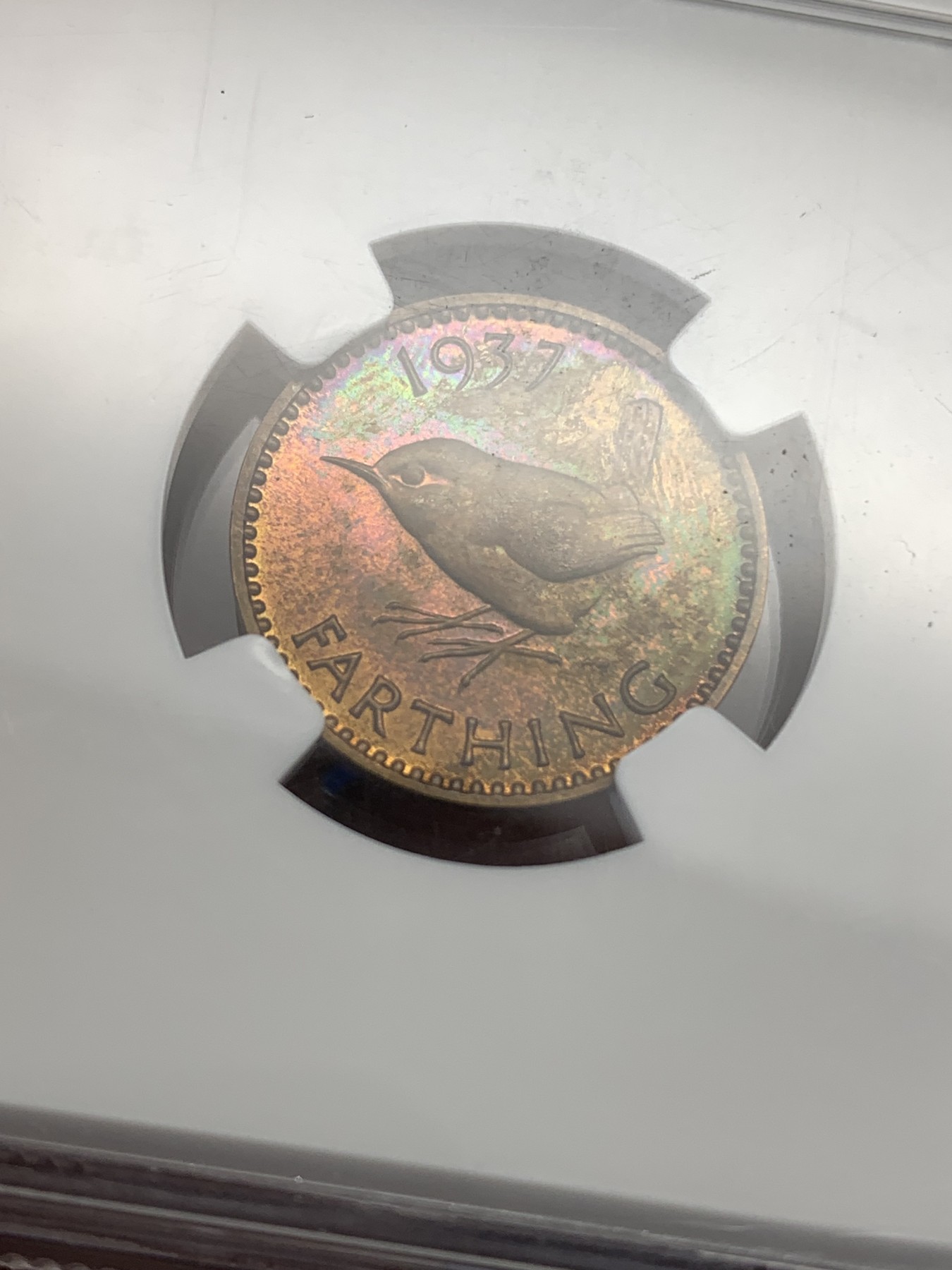 《竞宝斋》第179场-周日，周一2场 (全场包邮) NGC PF64RB 英国1937年 乔治六世 1法新 铜币