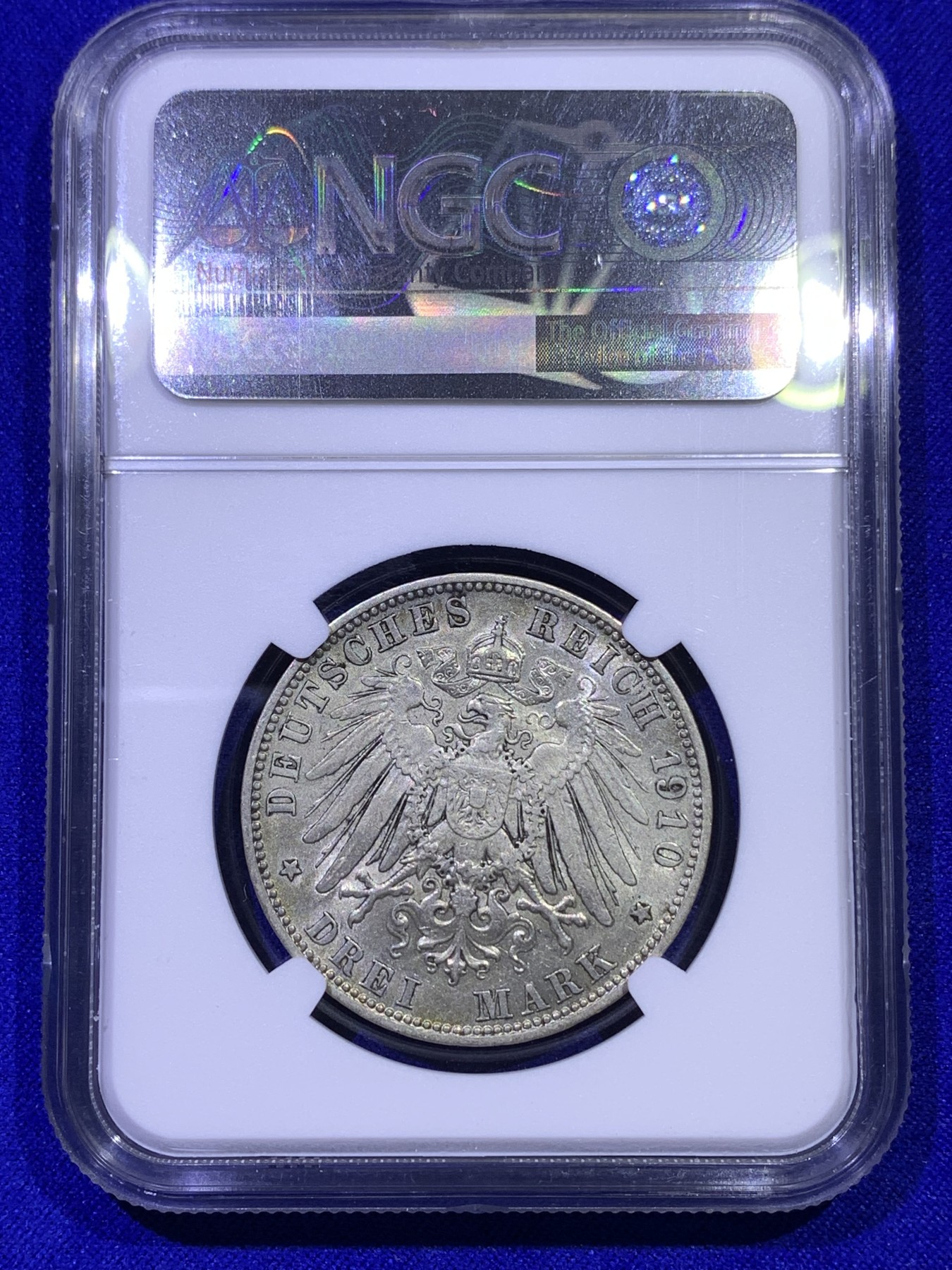 《竞宝斋》第179场-周日，周一2场 (全场包邮) NGC AU53 德国 1910年 巴伐利亚 奥托 3马克银币