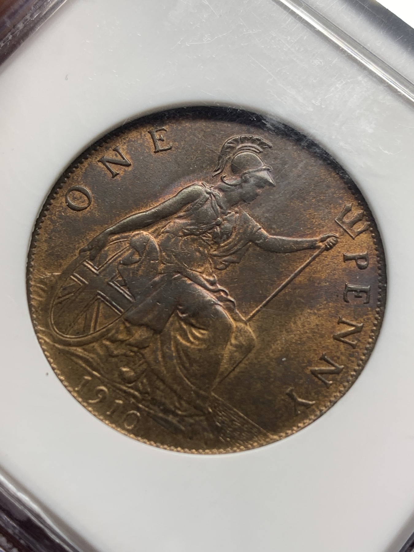 《竞宝斋》第179场-周日，周一2场 (全场包邮) NGC MS64BN 英国1910年 爱德华七世 1便士 大铜币