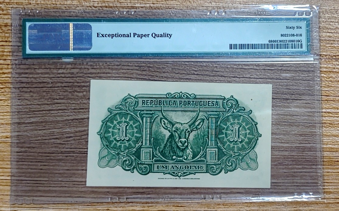 【Blue Auction】✨世界纸币精拍第341期——周日畅拍场   安哥拉 1942年1Angolar PMG66EPQ 较少见品种