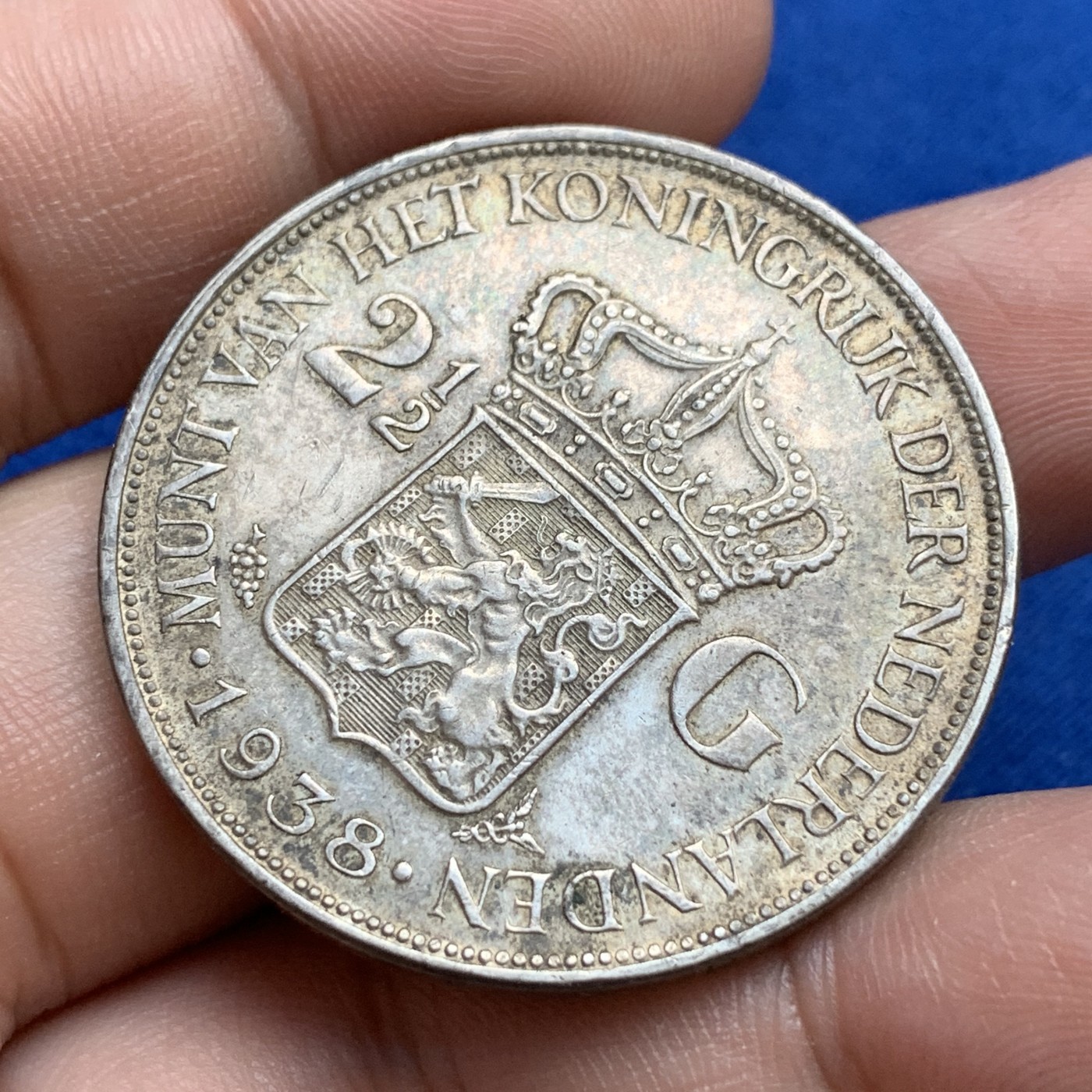 《竞宝斋》第179场-周日，周一2场 (全场包邮) 荷兰 1938年 威廉明娜 2.5G 大银币 包浆不错