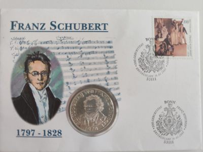 邮币封第四场 1978年奥地利舒伯特诞辰百年50先令银币邮币封