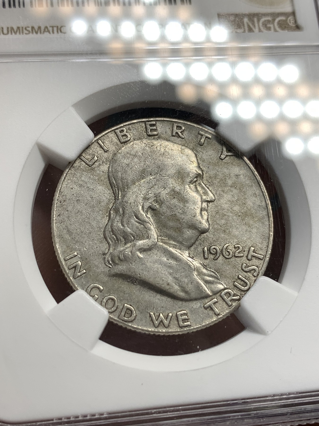 《竞宝斋》第179场-周日，周一2场 (全场包邮) NGC AU50 美国 1962年 富兰克林 50分银币