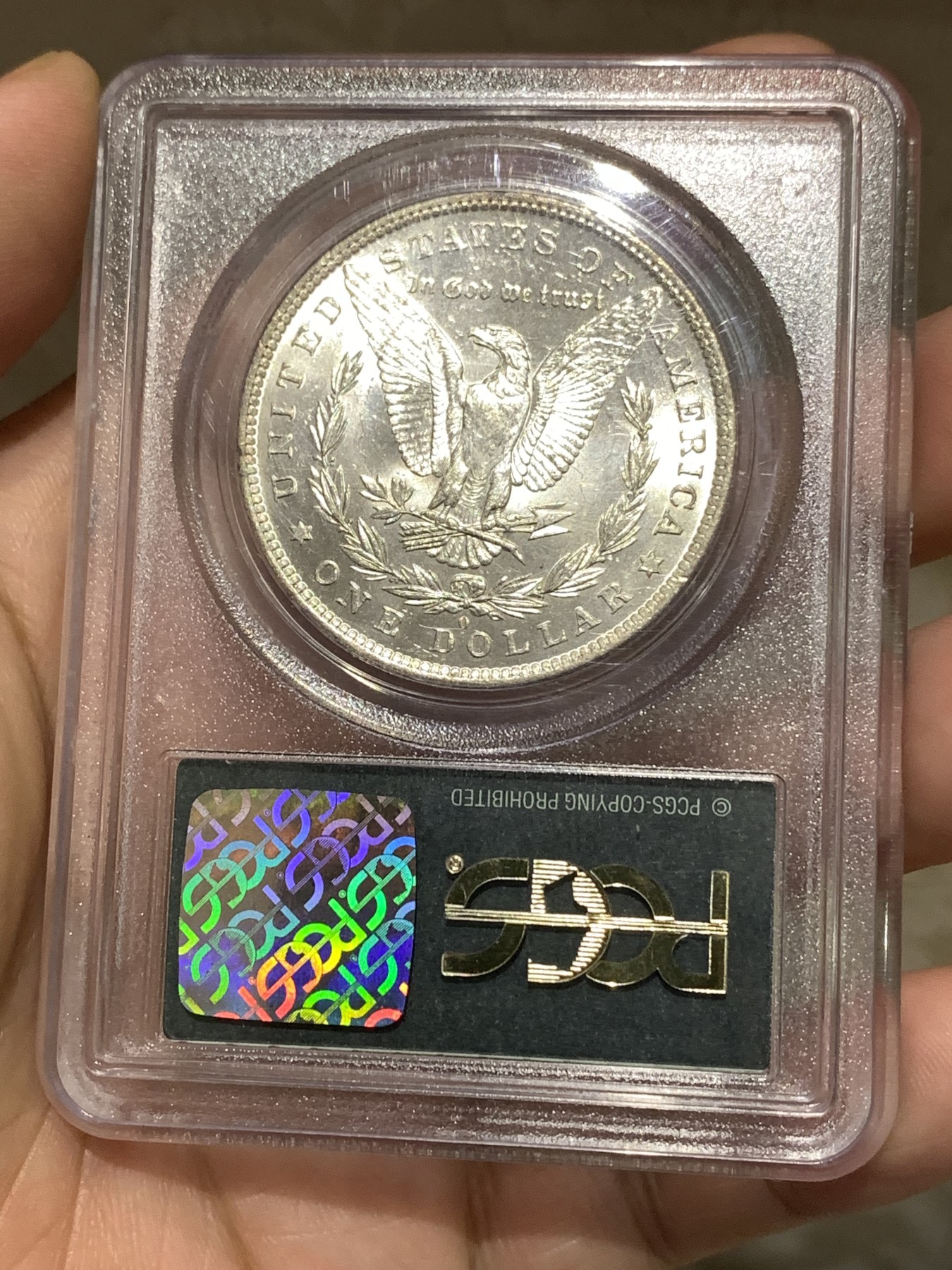 《竞宝斋》第179场-周日，周一2场 (全场包邮) PCGS MS66 美国 1885年 五彩 摩根银元 双面包浆美丽 高分状态 细节不言而喻