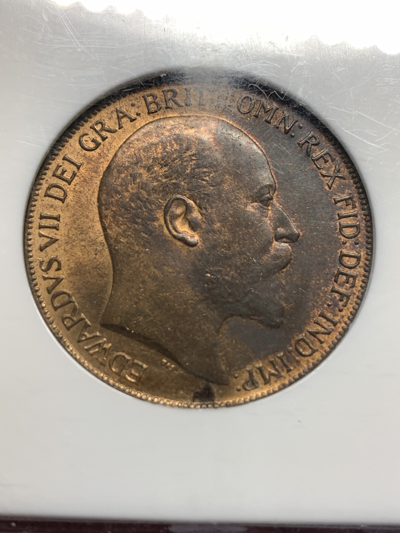 《竞宝斋》第179场-周日，周一2场 (全场包邮) NGC MS64BN 英国1910年 爱德华七世 1便士 大铜币