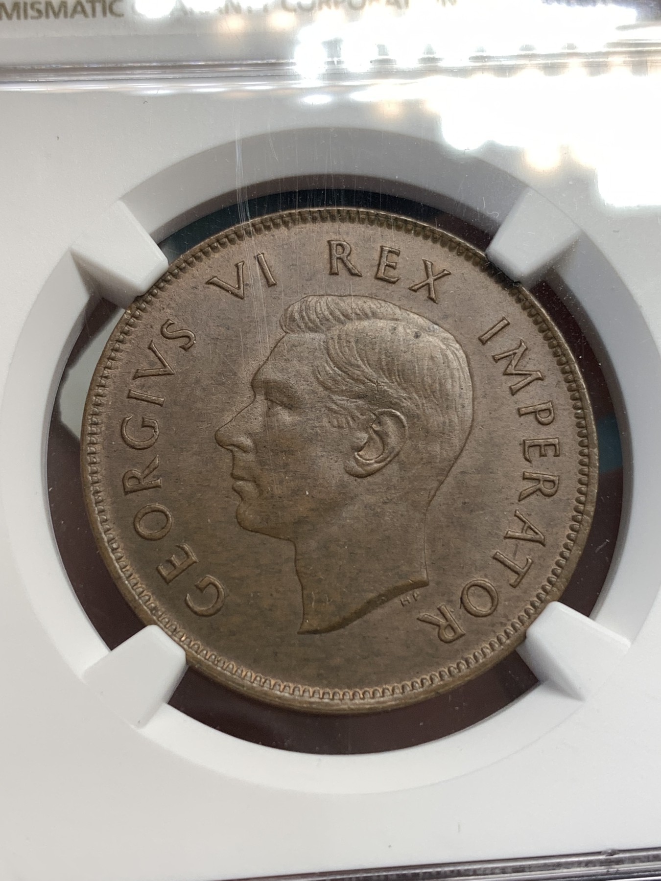 《竞宝斋》第179场-周日，周一2场 (全场包邮) NGC-MS63BN 1944年南非乔六1便士 光泽温润 帆船