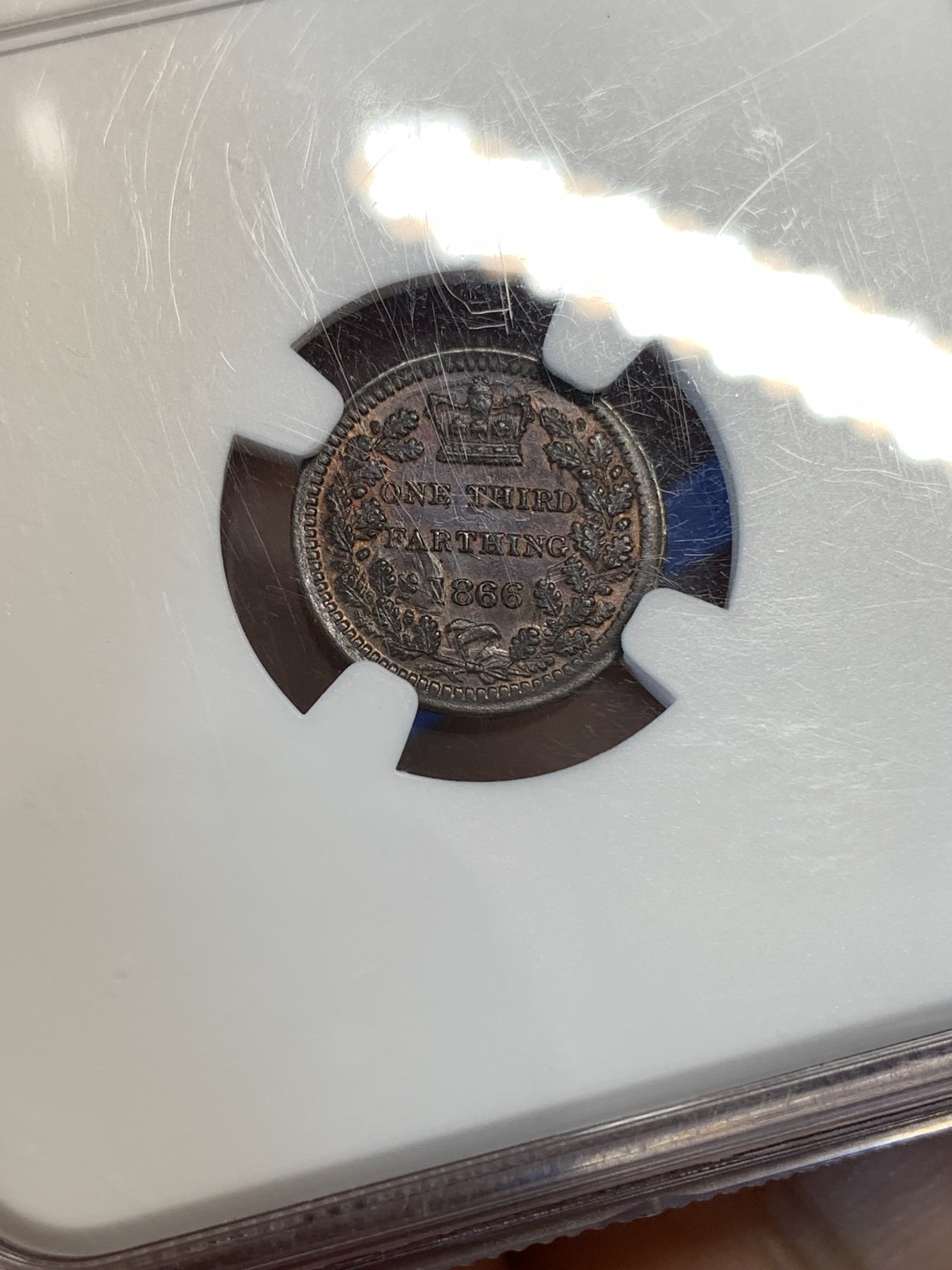 《竞宝斋》第179场-周日，周一2场 (全场包邮) NGC MS63BN 英国1866维多利亚1/3法新铜币 书价高