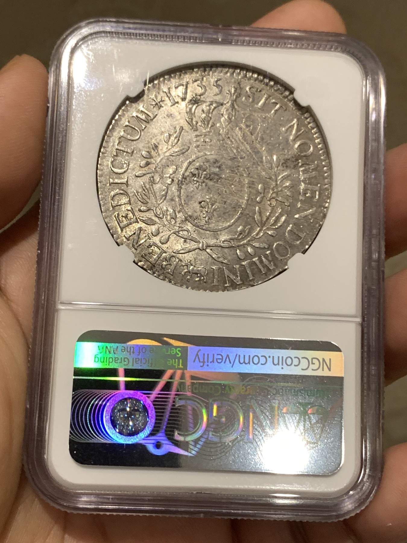 《竞宝斋》第179场-周日，周一2场 (全场包邮) NGC MS61 法国1735年路易十五1埃居银币 冠军分