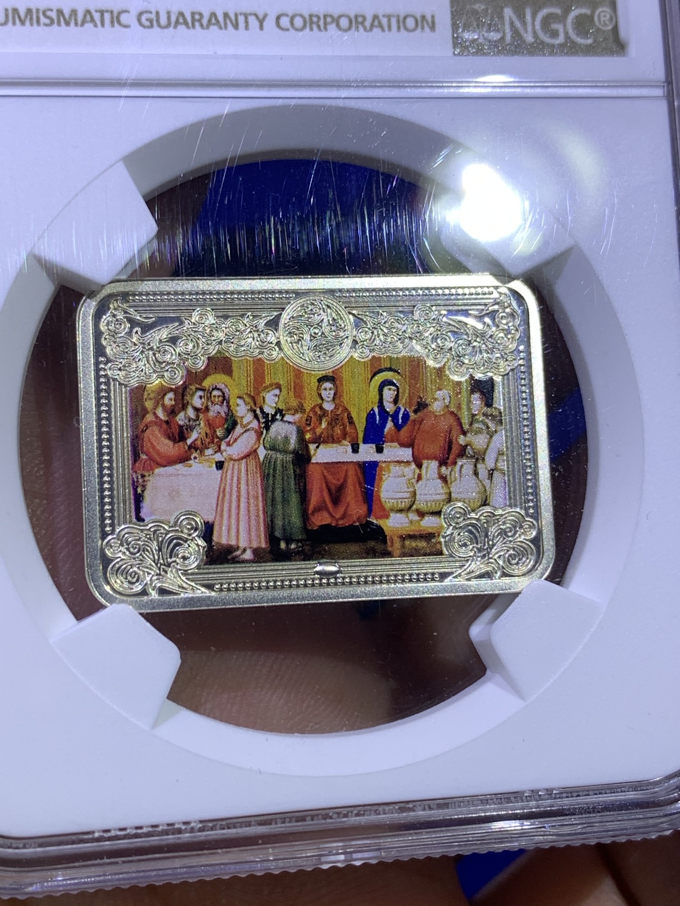 《竞宝斋》第179场-周日，周一2场 (全场包邮) NGC PF69 安道尔2013年 5第纳尔精制银币 925银 上帝传奇(2) 乔托.迪.邦多内名画—《坎纳的婚礼》亚军，更高分只有一枚，闲鱼不给卖了