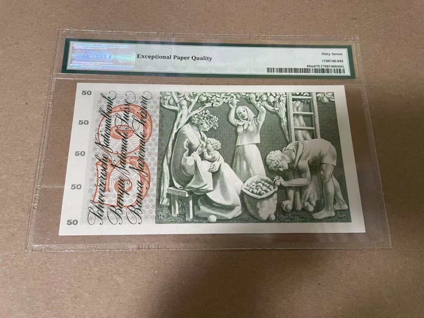 【Blue Auction】✨世界纸币精拍第341期——周日畅拍场 瑞士 1973年50法郎 PMG67EPQ 高分苹果园