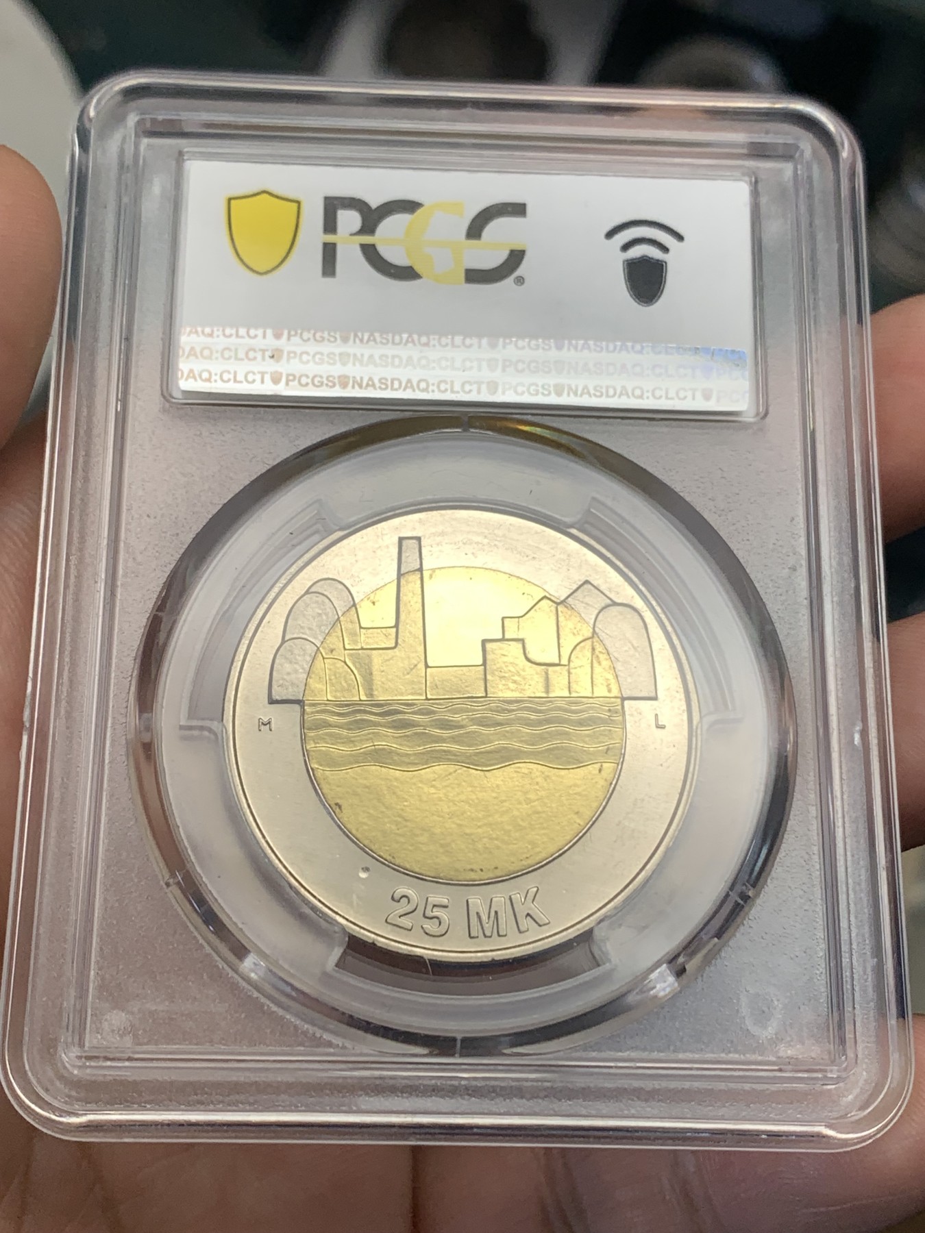 《竞宝斋》第179场-周日，周一2场 (全场包邮) PCGS MS65 芬兰1997 独立80周年 25马克双金属纪念币