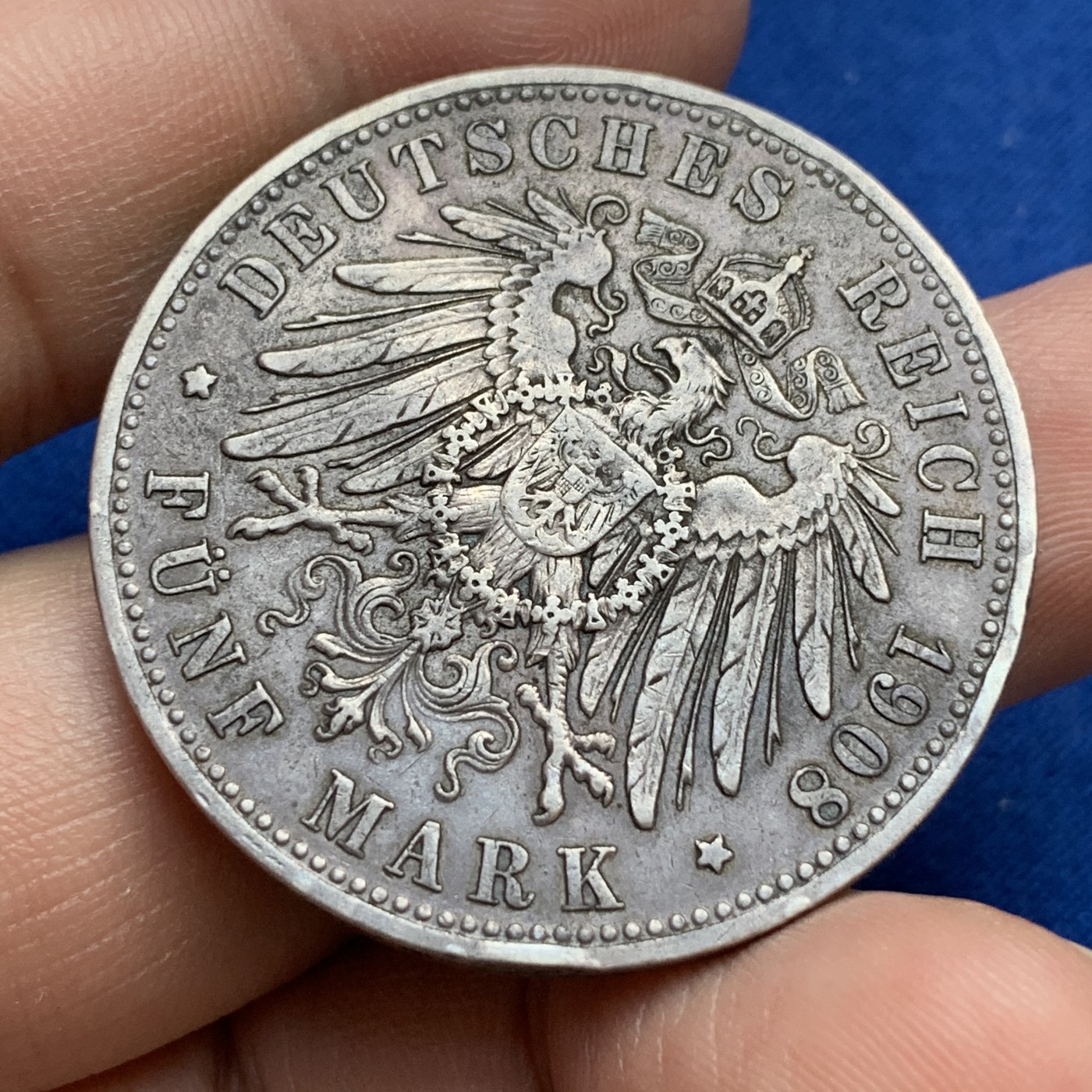 《竞宝斋》第179场-周日，周一2场 (全场包邮) 德国1908年巴伐利亚奥托一世5马克银币