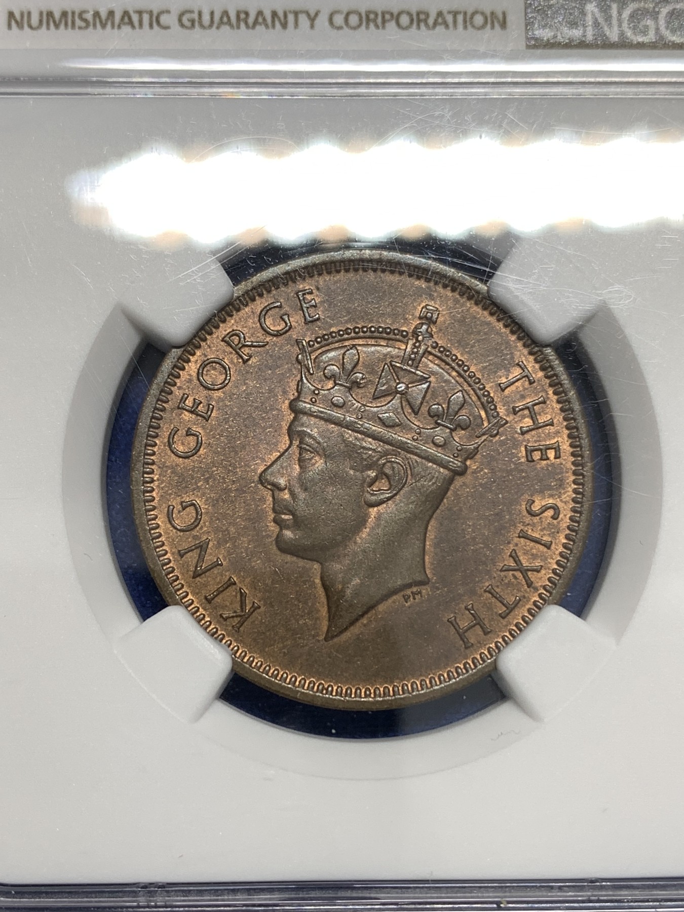 《竞宝斋》第179场-周日，周一2场 (全场包邮) NGC MS64RB 1948 英属塞舌尔乔治六世5分 铜币 仅发行一年