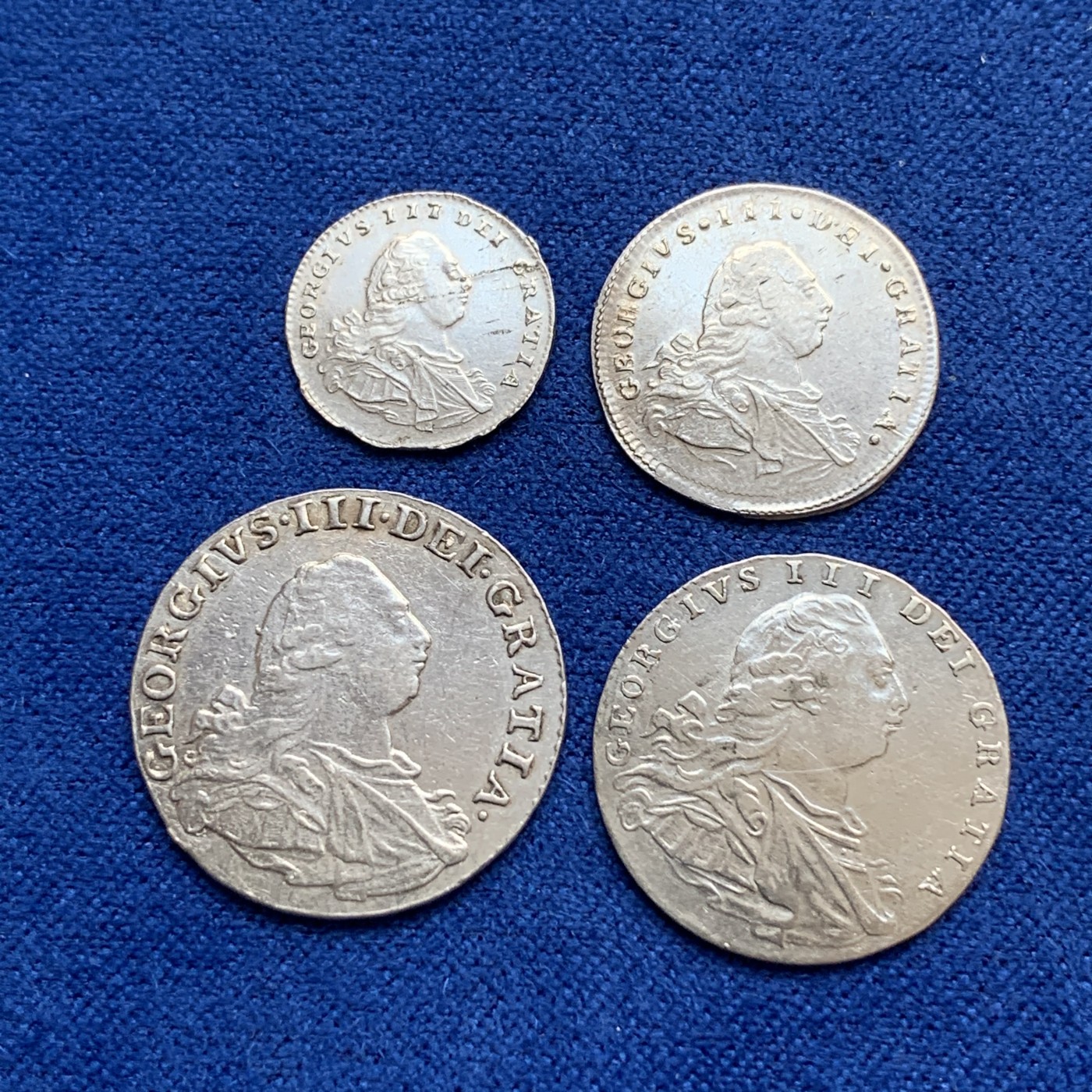 《竞宝斋》第179场-周日，周一2场 (全场包邮) 1800英国乔治三世濯足币4枚一套 ，AU-UNC状态