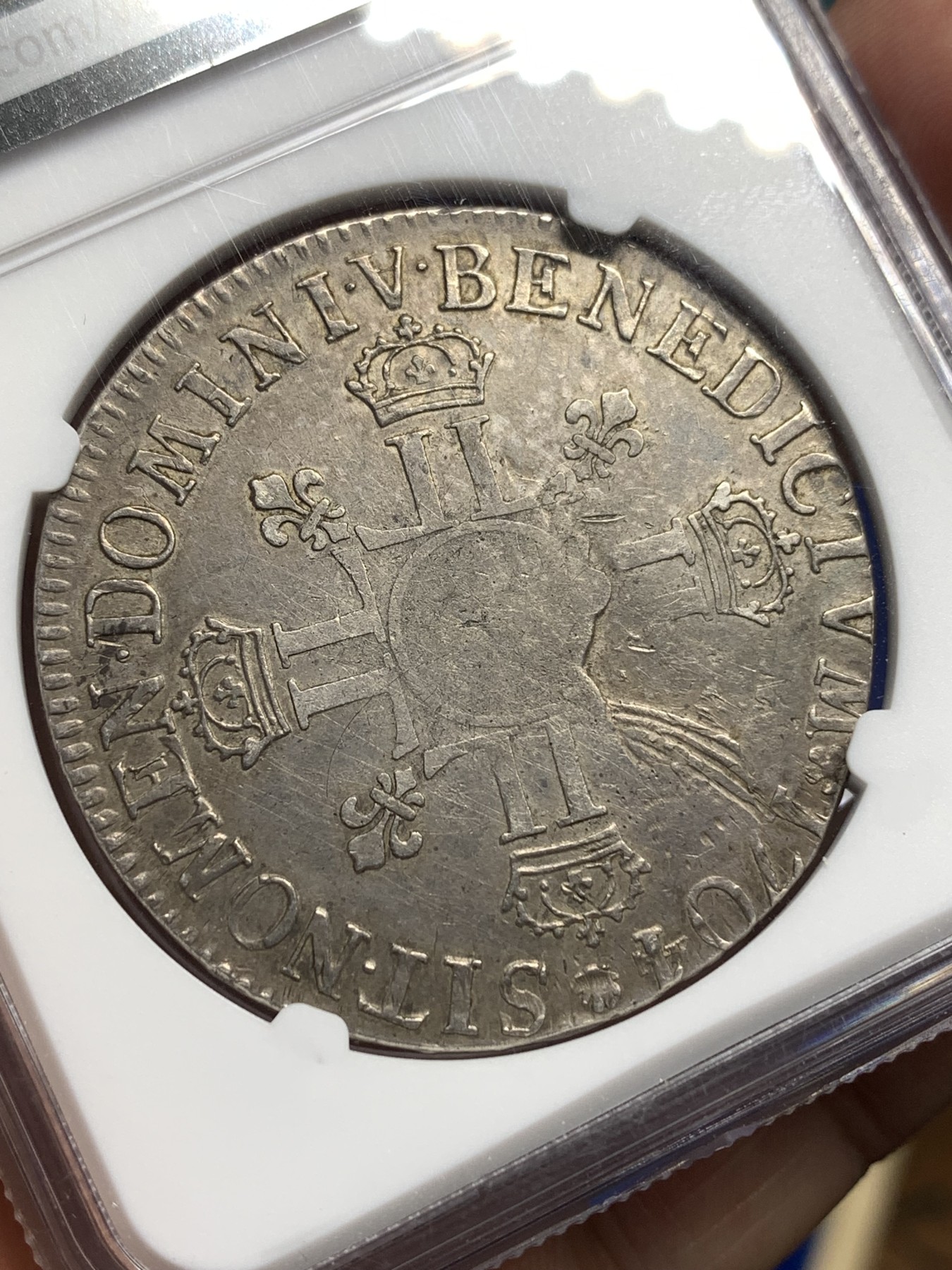 《竞宝斋》第179场-周日，周一2场 (全场包邮) NGC AU53 1704 法国太阳王路易十四1埃居大银币，更高分仅有5枚