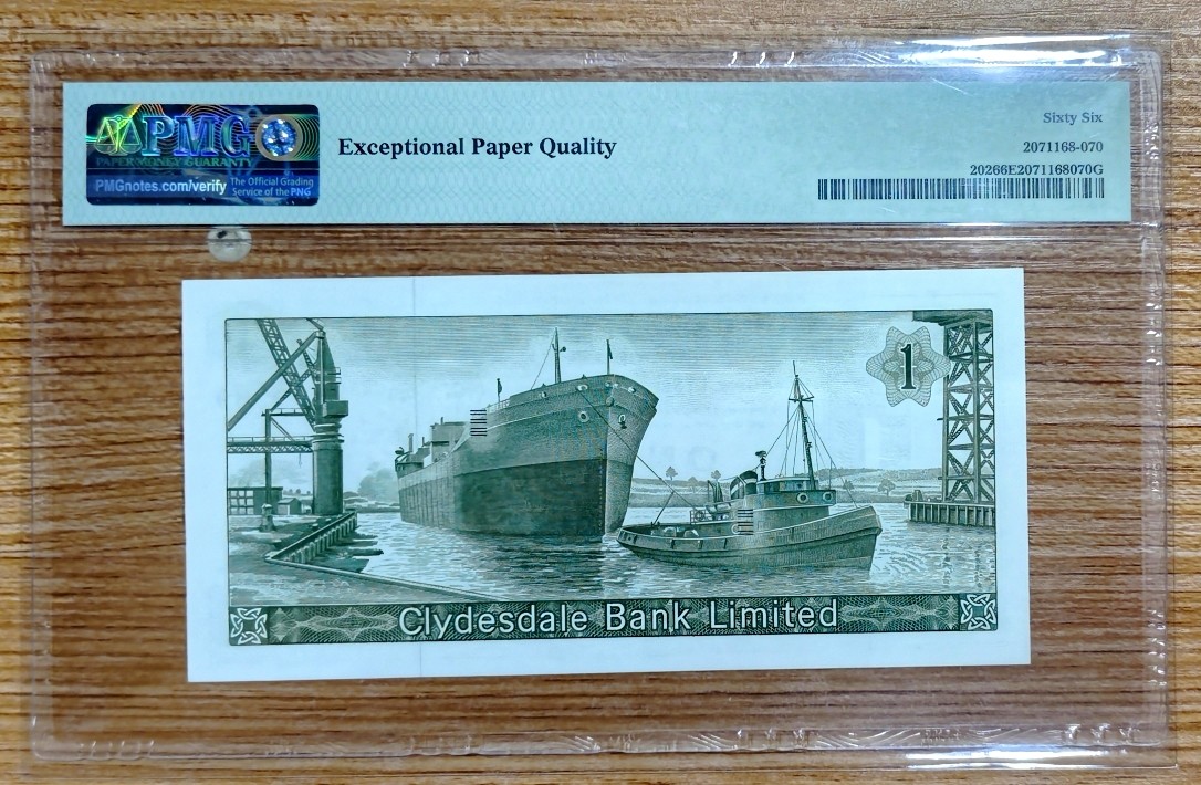【Blue Auction】✨世界纸币精拍第341期——周日畅拍场 苏格兰 1969年1镑 PMG66EPQ 大船