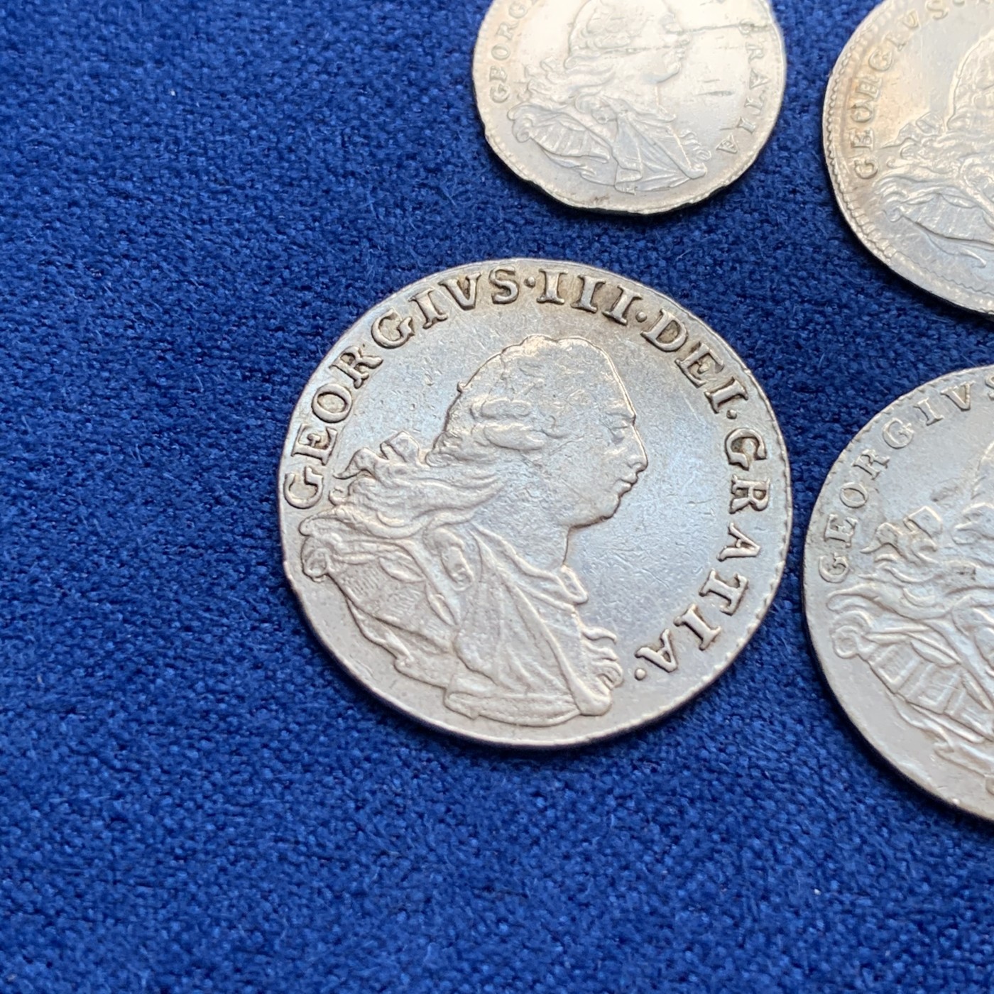 《竞宝斋》第179场-周日，周一2场 (全场包邮) 1800英国乔治三世濯足币4枚一套 ，AU-UNC状态