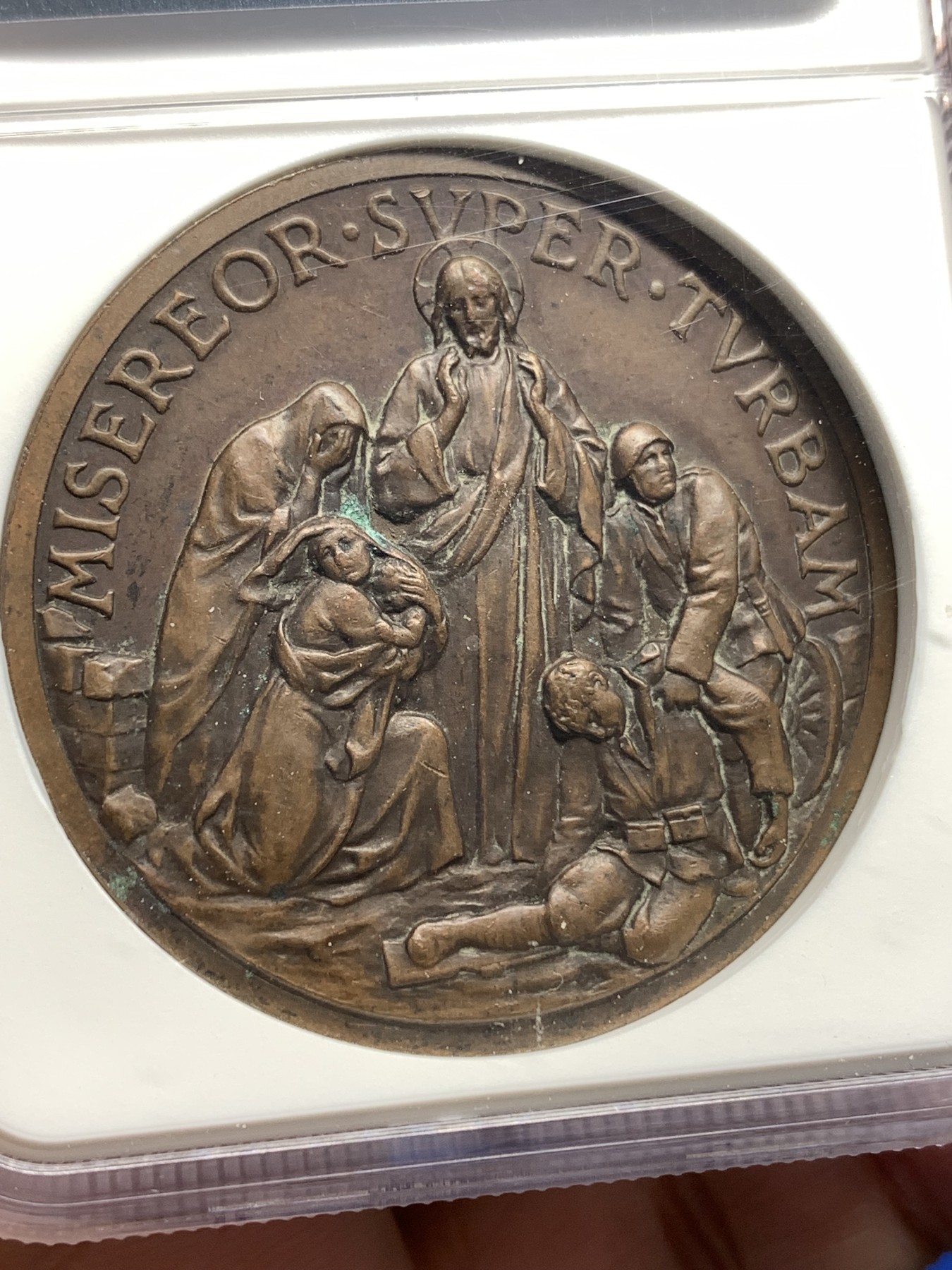 《竞宝斋》第179场-周日，周一2场 (全场包邮) NGC MS61BN 梵蒂冈 庇护十二世 纪念大铜章 巧克力包浆 加厚盒装