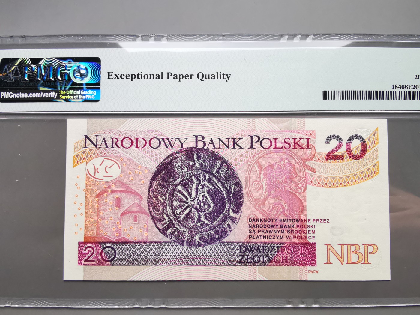 《崇甫堂》-PMG评级波兰纸钞VII PMG-66 首发AA冠《国王与纹章系列》20兹罗提 P#184