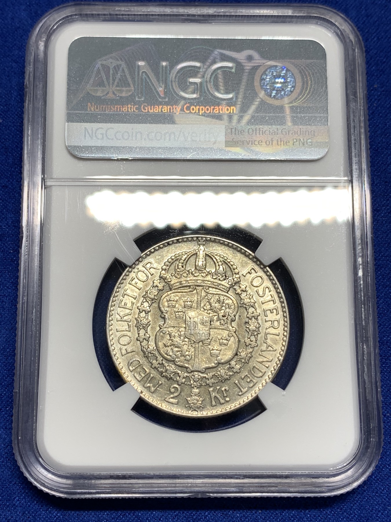 《竞宝斋》第179场-周日，周一2场 (全场包邮) NGC AU53 瑞典 1934  2克朗银币