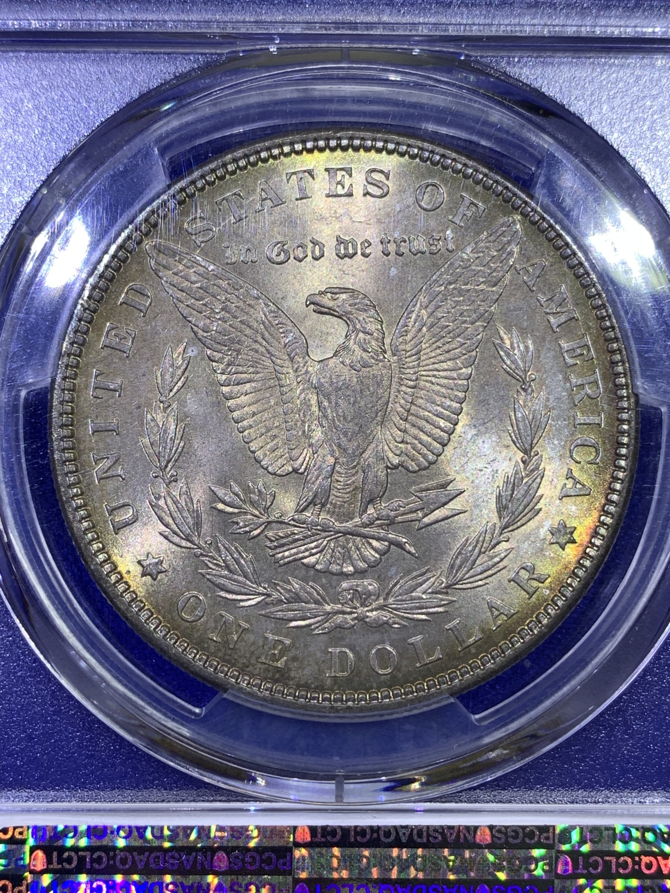 《竞宝斋》第179场-周日，周一2场 (全场包邮) PCGS MS66 美国 1885年 五彩 摩根银元 双面包浆美丽 高分状态 细节不言而喻