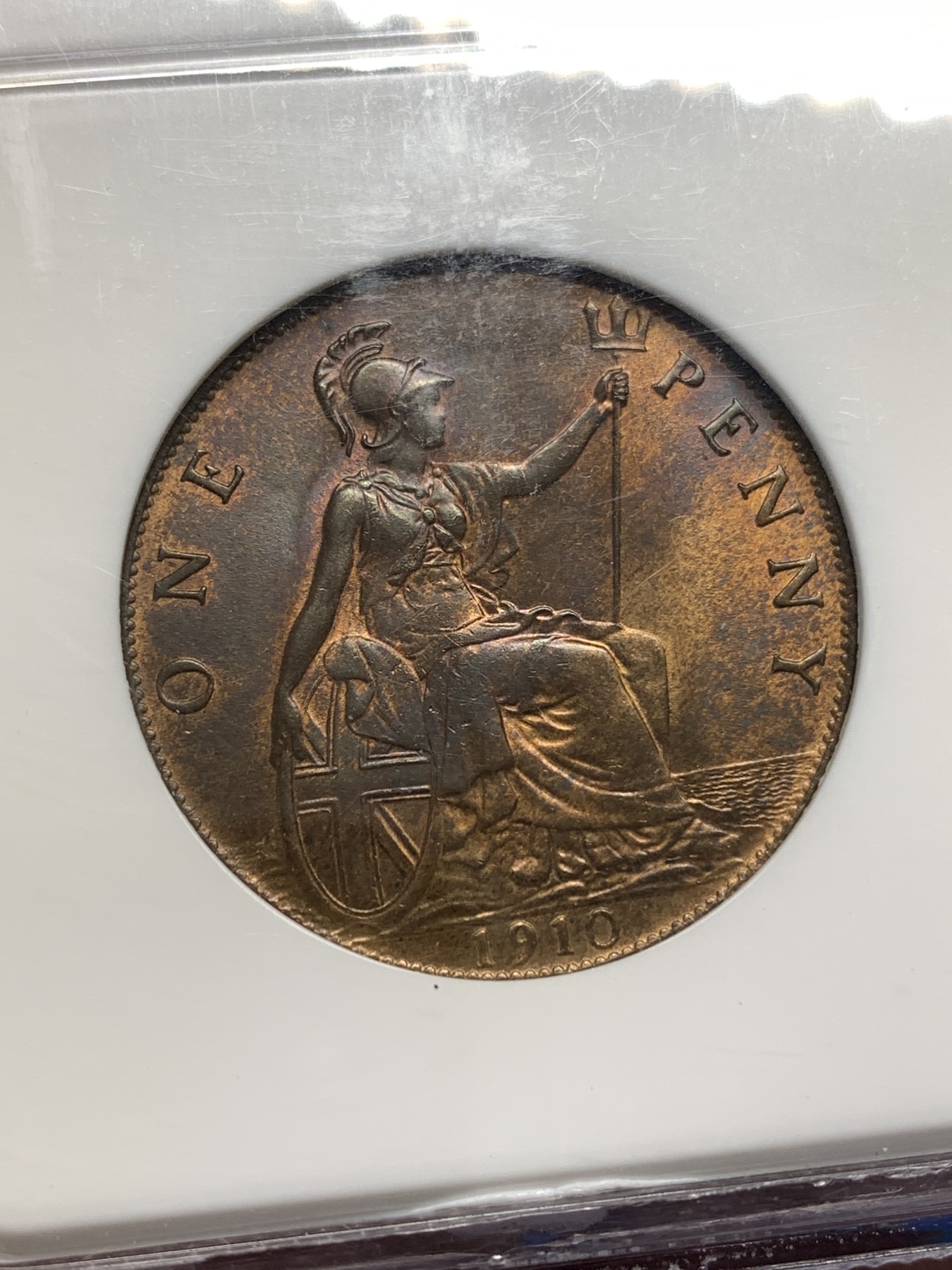 《竞宝斋》第179场-周日，周一2场 (全场包邮) NGC MS64BN 英国1910年 爱德华七世 1便士 大铜币