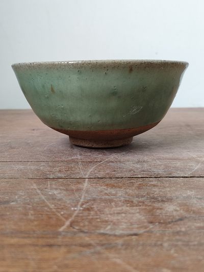 清代传世松石绿釉老茶碗 - 清代传世松石绿釉老茶碗
