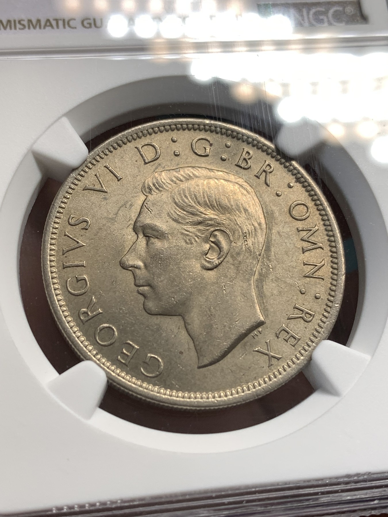 《竞宝斋》第179场-周日，周一2场 (全场包邮) NGC-MS62 英国1948年乔治六世半克朗镍币