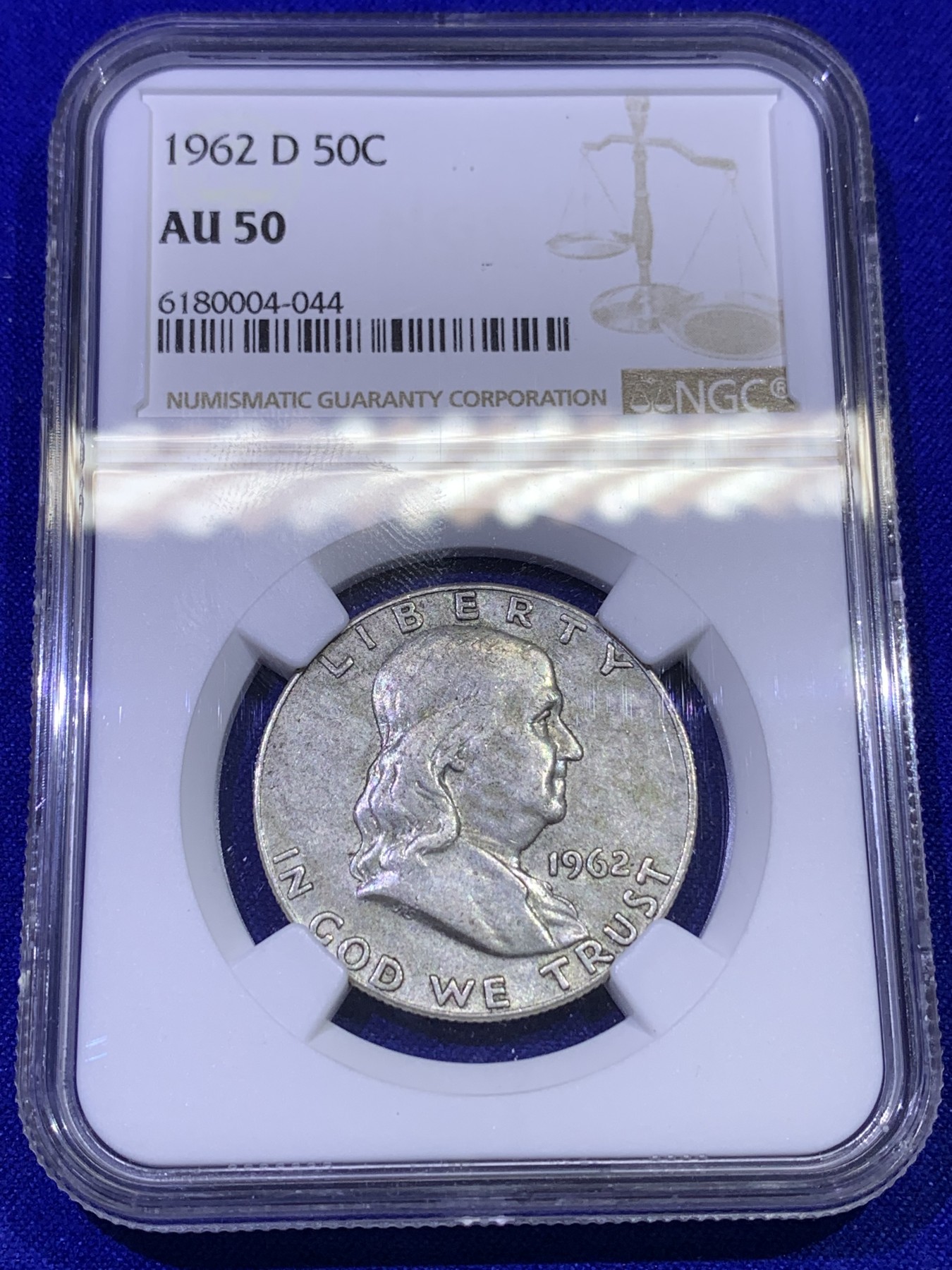 《竞宝斋》第179场-周日，周一2场 (全场包邮) NGC AU50 美国 1962年 富兰克林 50分银币