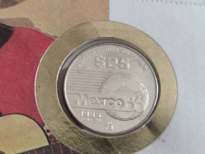 邮币封第四场 1985年墨西哥世界杯25比索银币邮币封