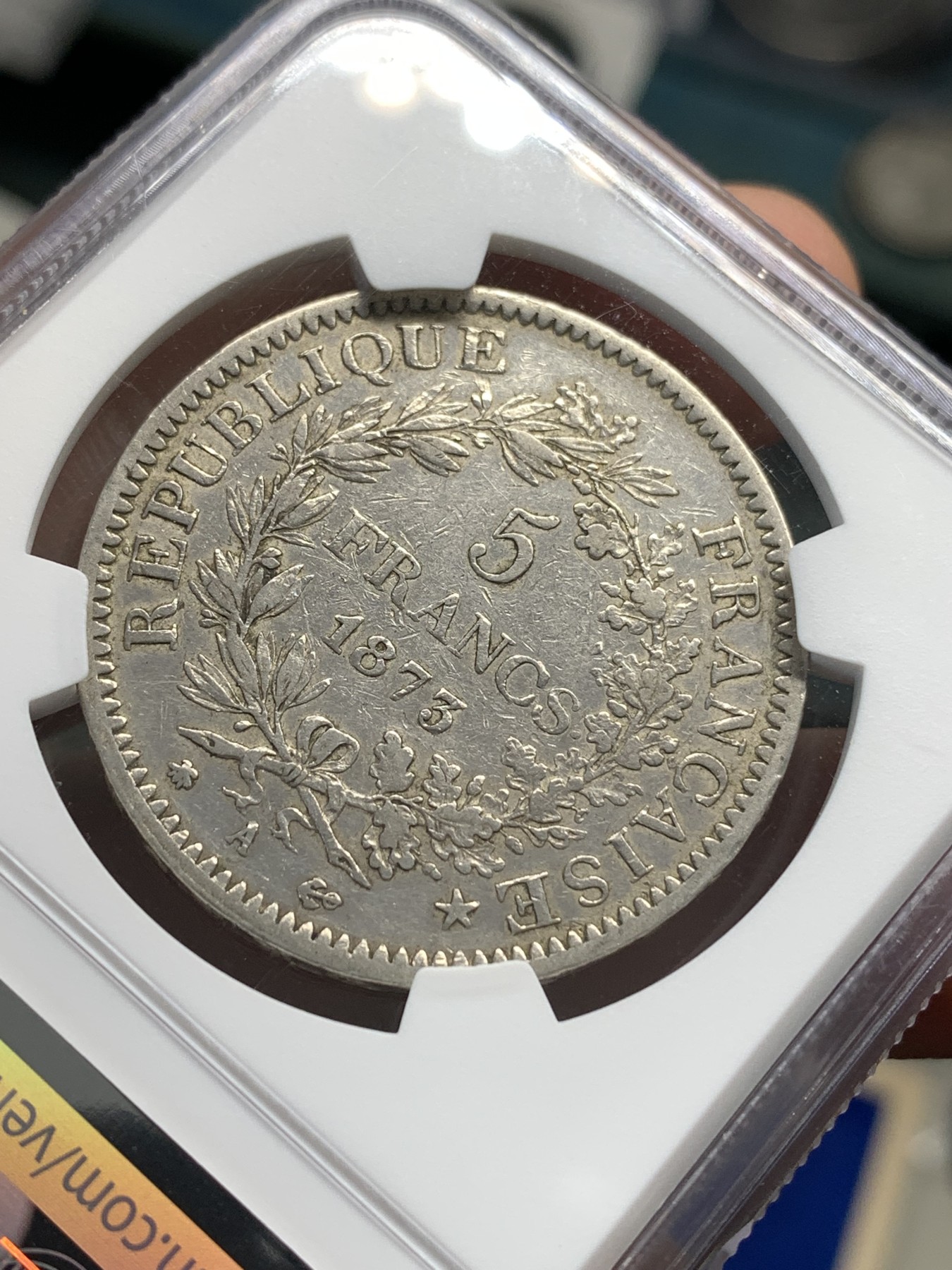 《竞宝斋》第179场-周日，周一2场 (全场包邮) NGC XF 法国 1873年 大力神 5法郎银币