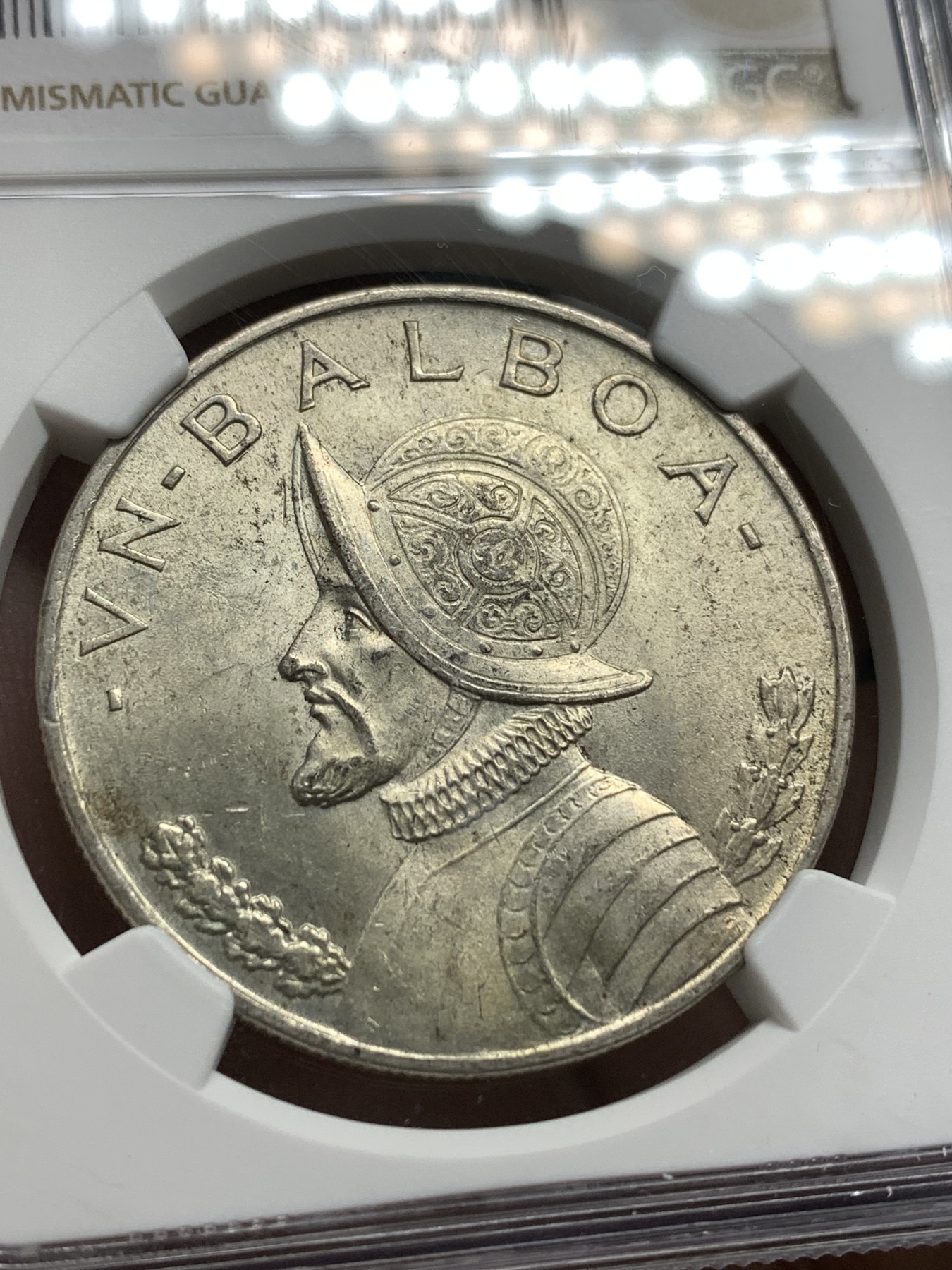 《竞宝斋》第179场-周日，周一2场 (全场包邮) NGC MS63 巴拿马1947年 牛仔美女 1巴尔波阿 大银币 淡彩包浆 上涨系列