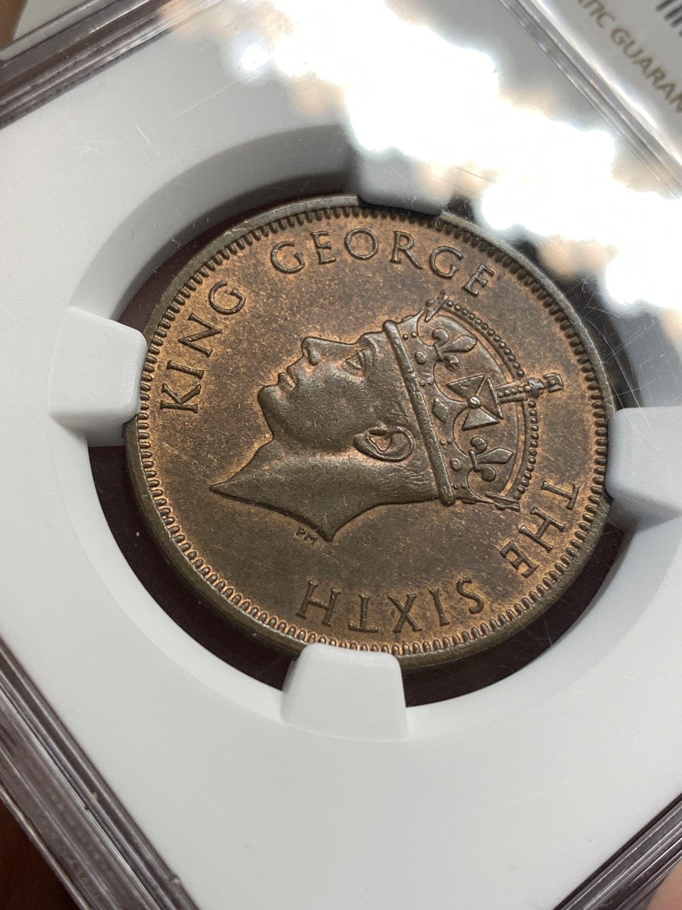 《竞宝斋》第179场-周日，周一2场 (全场包邮) NGC MS64RB 1948 英属塞舌尔乔治六世5分 铜币 仅发行一年