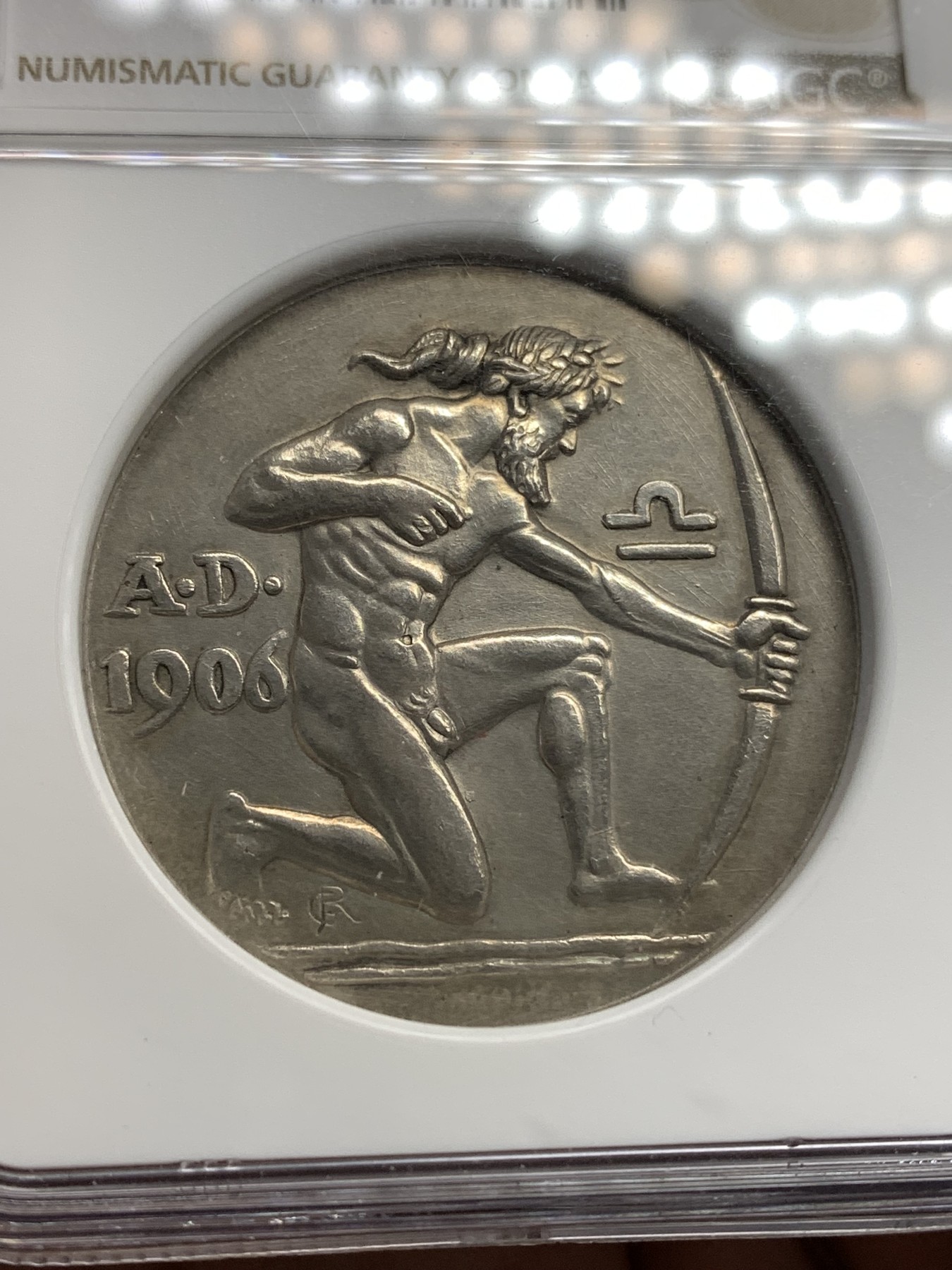 《竞宝斋》第179场-周日，周一2场 (全场包邮) NGC-MS62 1906 德国 慕尼黑 射击节银章 力与美的结合 充满张力 发髻无磨损 低评