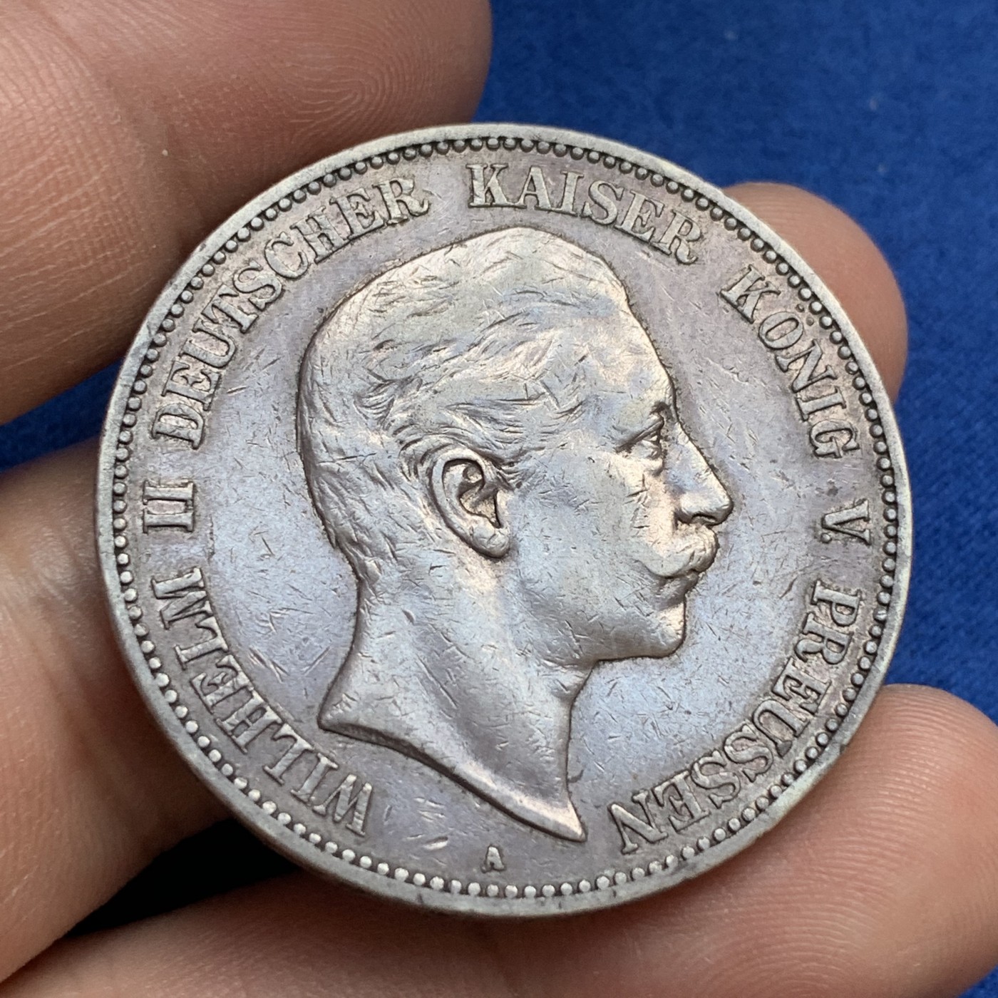 《竞宝斋》第179场-周日，周一2场 (全场包邮) 德国1904年普鲁士威廉二世5马克银币