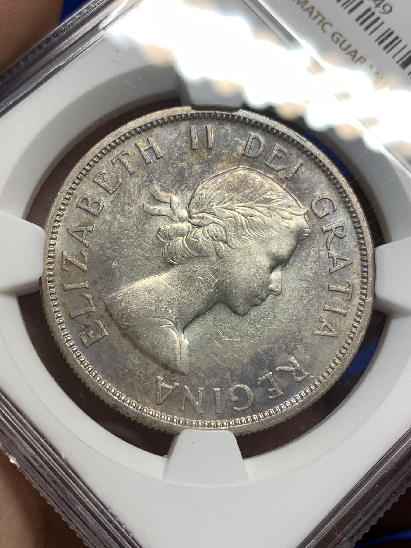 《竞宝斋》第179场-周日，周一2场 (全场包邮) NGC MS63 1958年 加拿大 哥伦比亚百年纪念1元银币 高银版