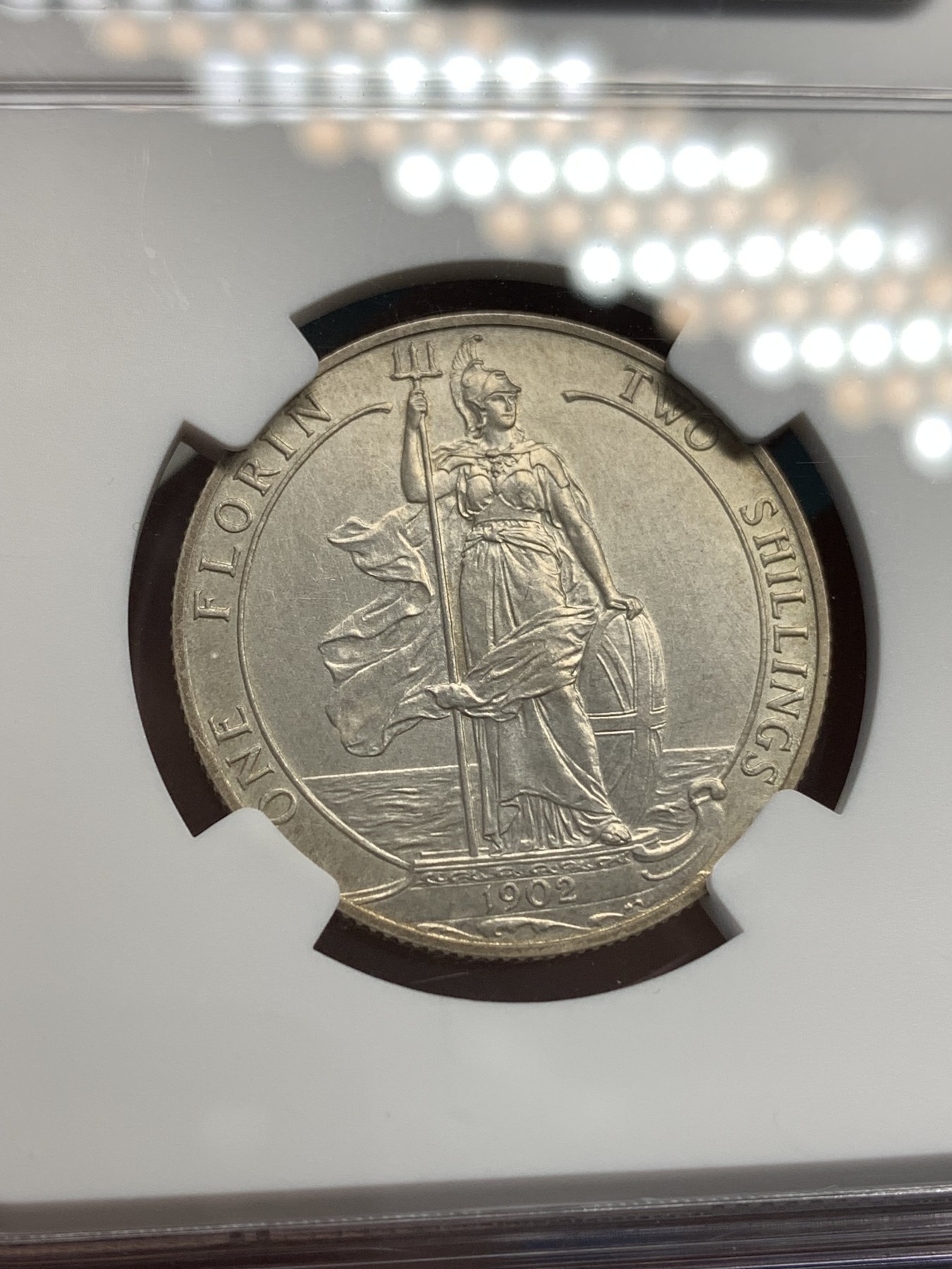 《竞宝斋》第179场-周日，周一2场 (全场包邮) NGC-PF61matte 英国 1902年 爱德华七世 2先令 海神先令，老味道，底板无痕