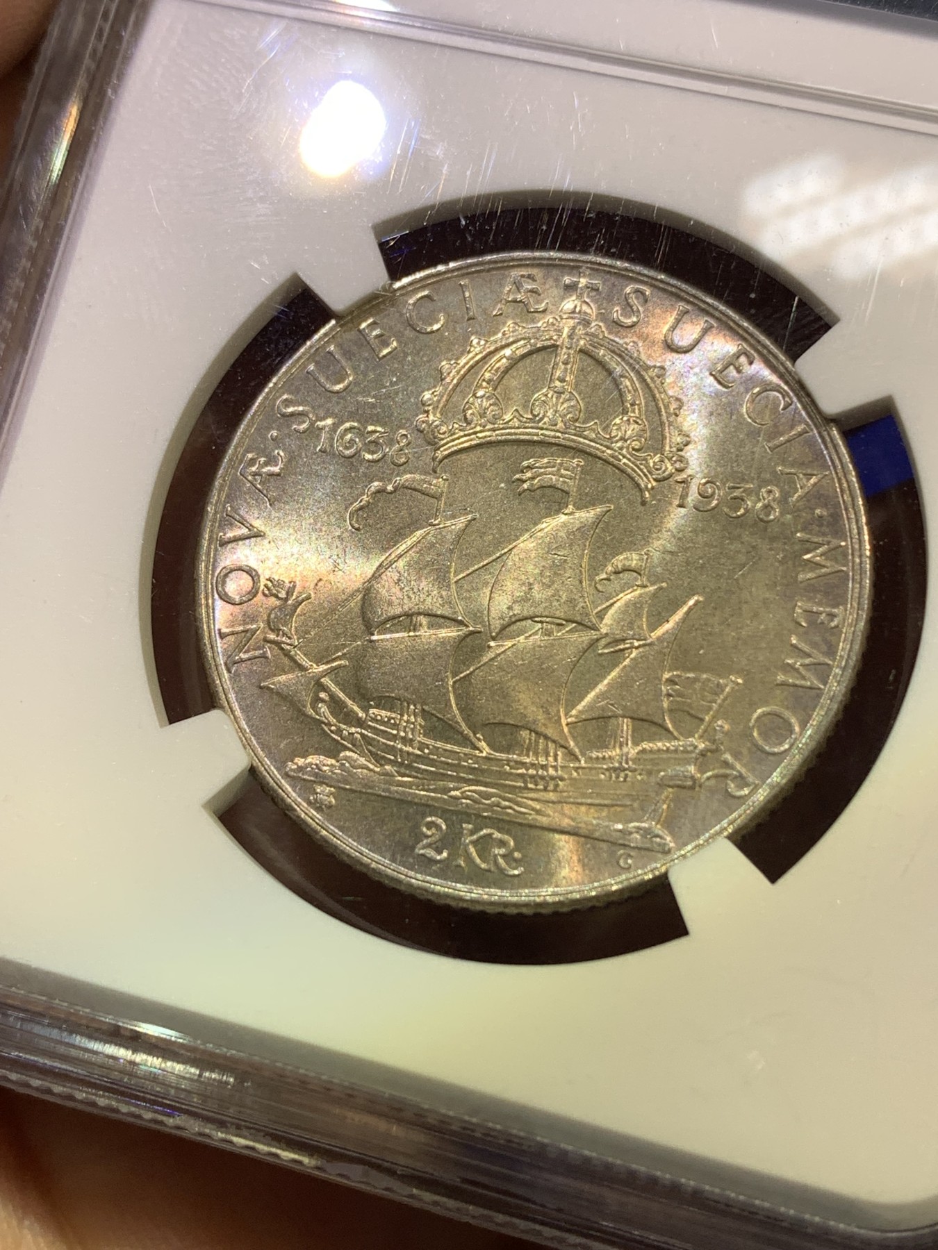 《竞宝斋》第179场-周日，周一2场 (全场包邮) NGC MS63 瑞典 1938年 2克朗银币