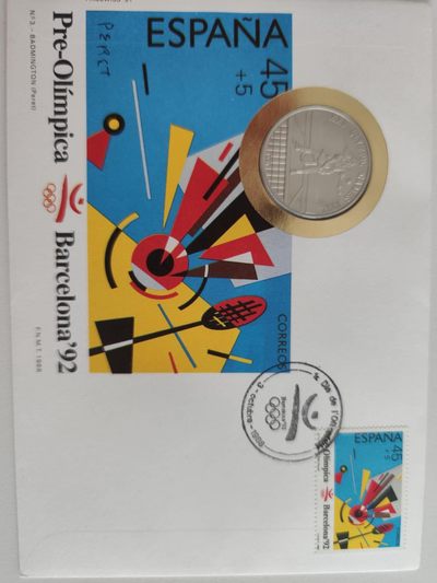 邮币封第四场 1991年柬埔寨92奥运会网球纪念邮币封