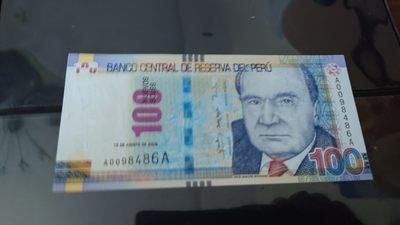 【世界钱币】精选微拍第64期暨2023年第十一期 裸钞专场（有最新展会卖剩品种） 2009年秘鲁100比索 首发AA冠 全新绝品尾号486