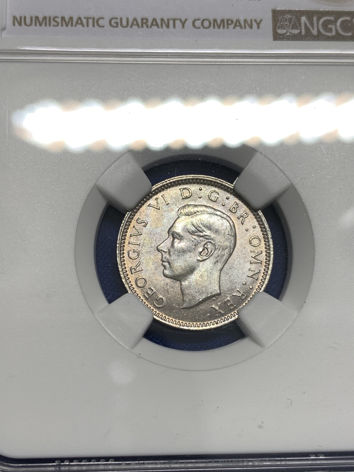 《竞宝斋》第179场-周日，周一2场 (全场包邮) NGC-MS63 英国1942年 乔六6便士银币 原光好品