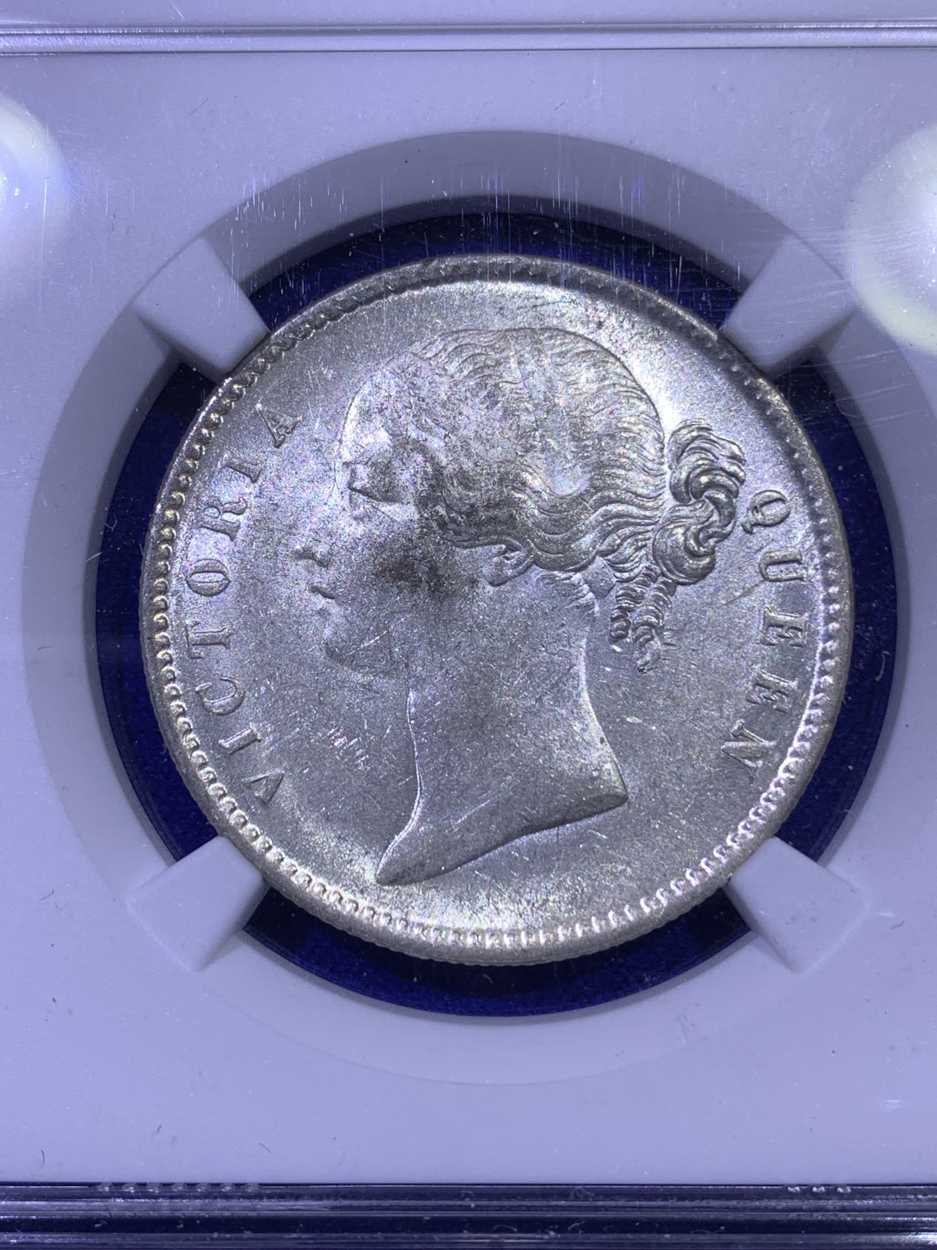 《竞宝斋》第179场-周日，周一2场 (全场包邮) NGC MS61 1840英属印度维多利亚1卢比银币