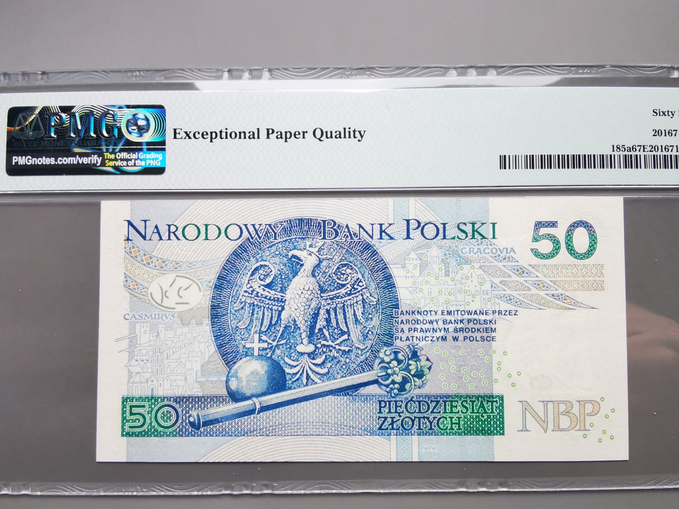 《崇甫堂》-PMG评级波兰纸钞VII PMG-67 首发AA冠《国王与纹章系列》50兹罗提 P#185a
