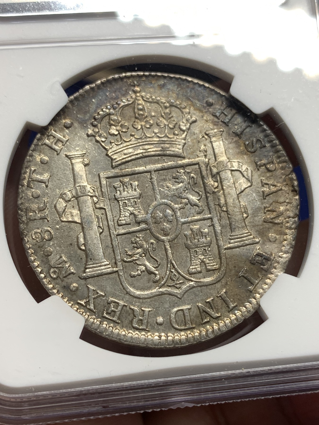 《竞宝斋》第179场-周日，周一2场 (全场包邮) NGC AU 墨西哥 1805年 卡四 8R 双柱大银币打制的非常好