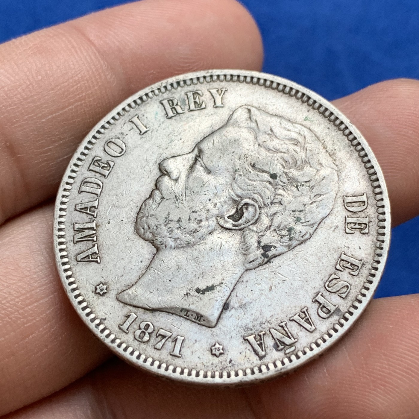 《竞宝斋》第179场-周日，周一2场 (全场包邮) 西班牙1871年阿玛迪奥一世 5比赛塔银币