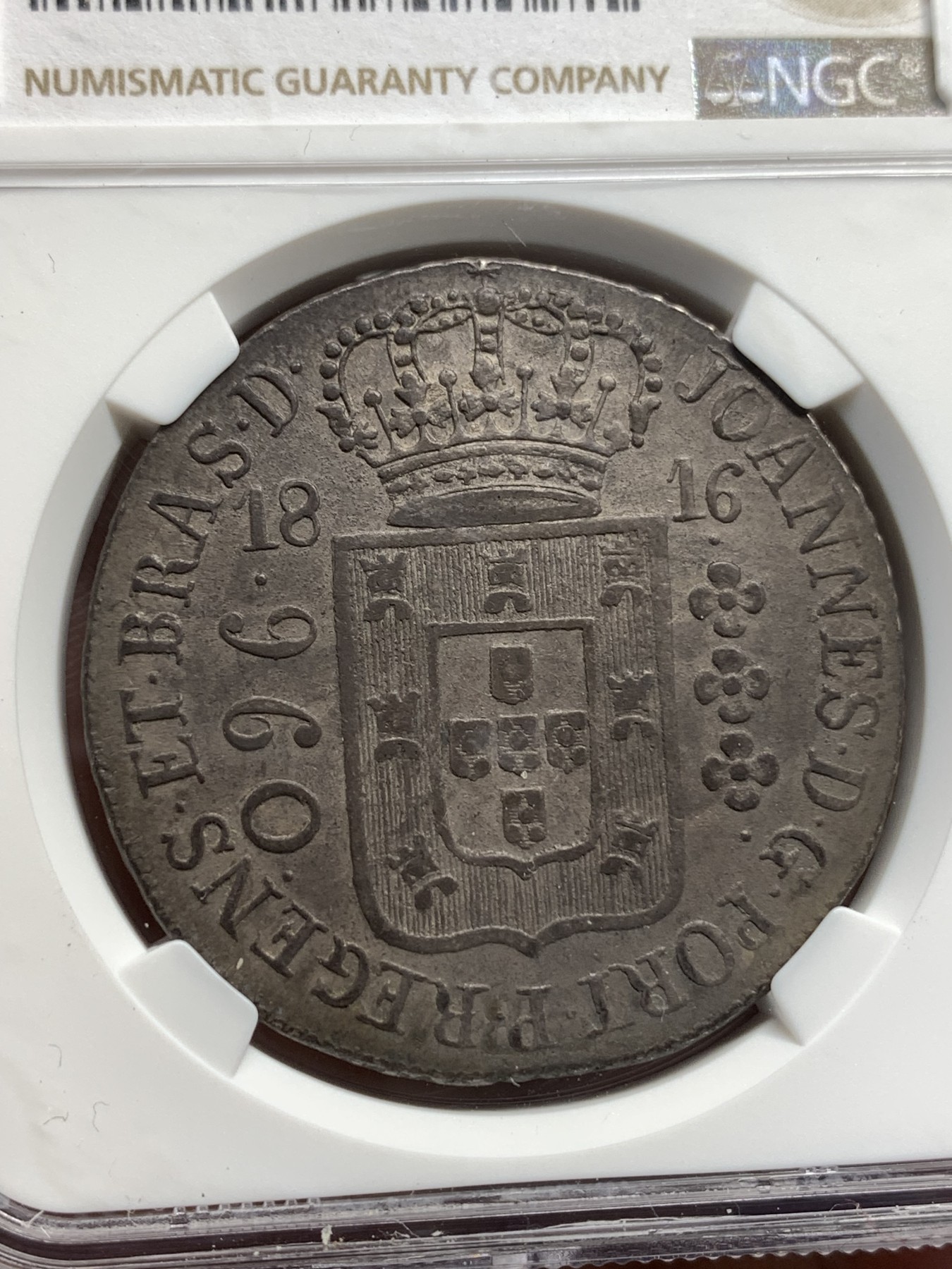 《竞宝斋》第179场-周日，周一2场 (全场包邮) NGC-XF45 巴西1816年 960R 大银币 热门品种 双面深彩包浆