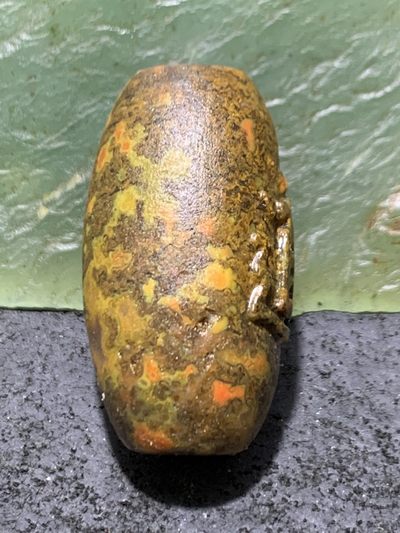精美亚光高玉化草花纹战国红玛瑙手工雕刻道字桶珠一颗！ - 精美亚光高玉化草花纹战国红玛瑙手工雕刻道字桶珠一颗！